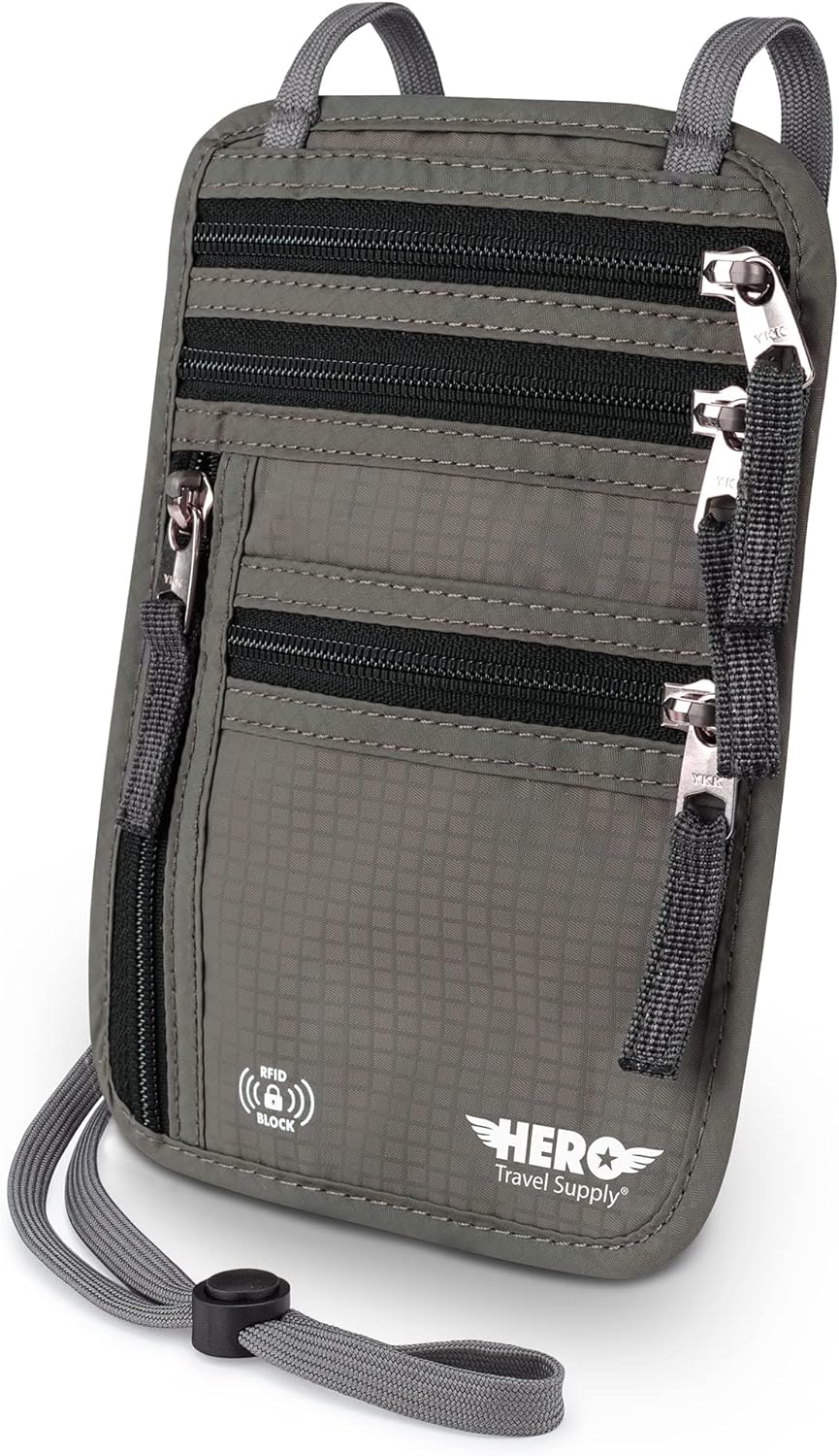 HERO Neck Wallet ? RFID Blocking Passport Holder ? Easy to Conceal Travel Pouch ? ? ? ? ?