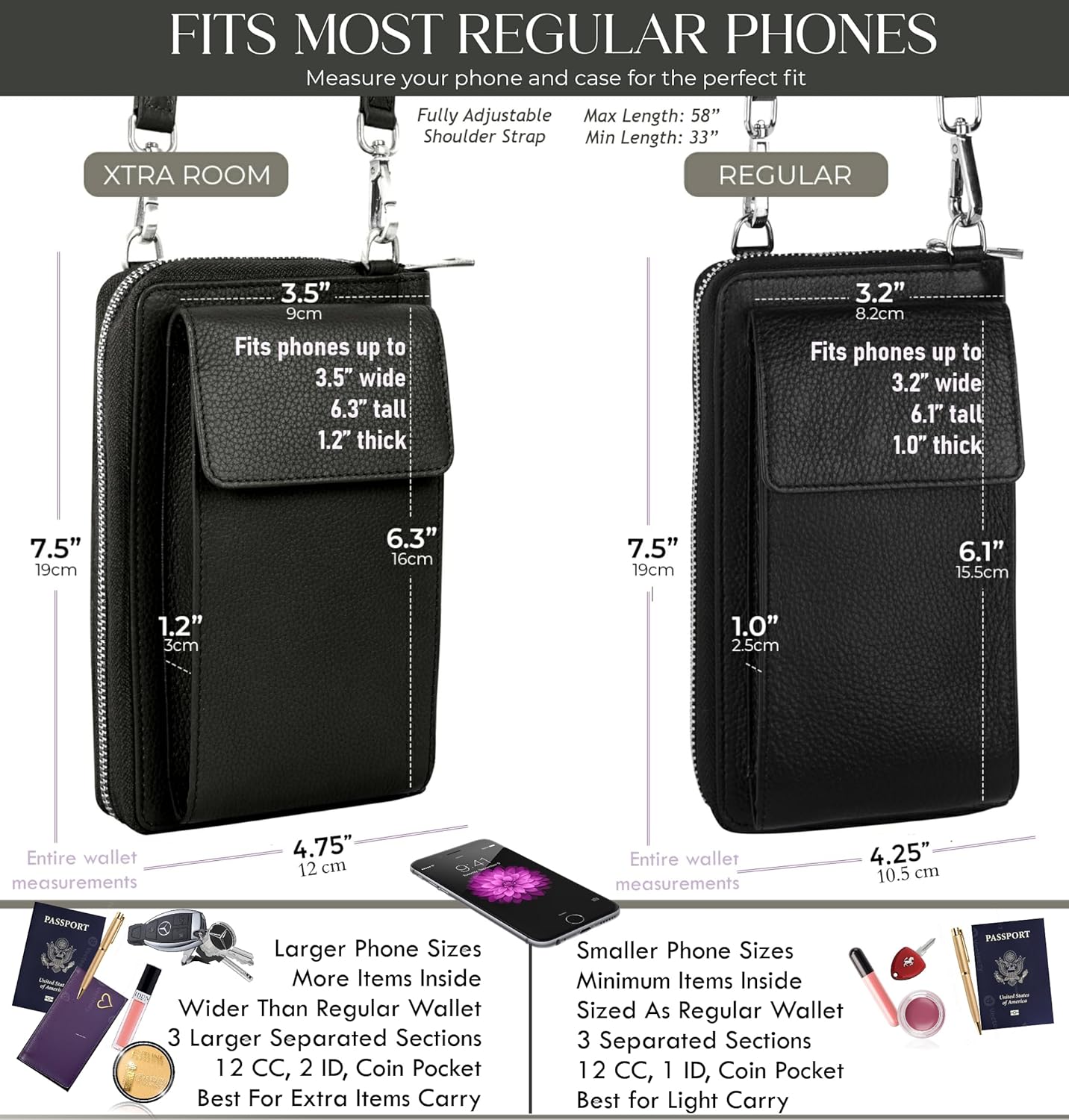 BULL GUARD Crossbody Leather Wallet Phone Purse, Anti Theft and RFID Blocking, Small Elegant Design for Travel ? ? ? ? ? - Image 5