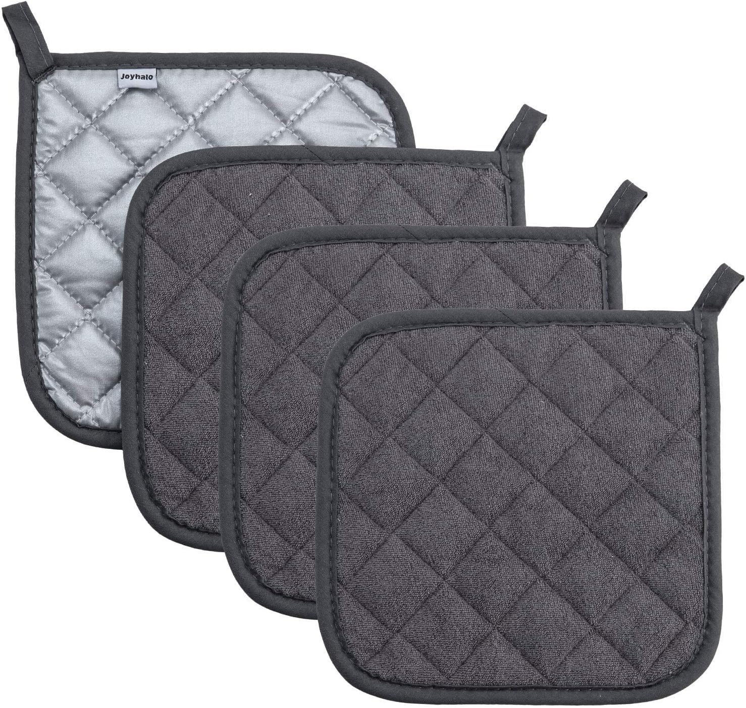 Joyhalo 4 Pack Pot Holders for Kitchen Clearance, Hot Pads for Kitchen, Countertops, Oven Pot Holders Bulk, Potholders Sets for Kitchens Heat Resistant, Grey ? ? ? ? ?