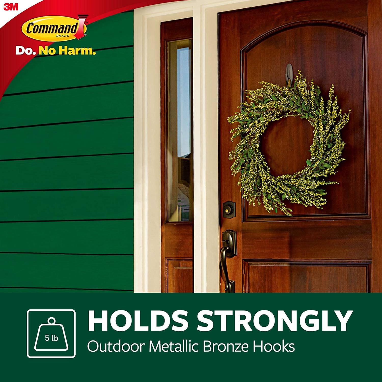 Command Outdoor Large Bronze Hooks, Holds up to 5 lb, 3 Hooks and 4 Command Strips, Damage Free Hanging Wall Hooks for Hanging Outdoor Wall Decor with Weather Resistant Strips - Image 3
