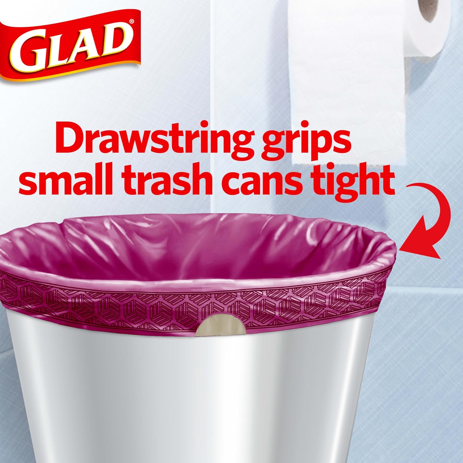 Glad Odorshield Small Drawstring Trash Bags, 4 Gal, Pink, Cherry Blossom, 34 Ct, Pack May Vary ? ? ? ? ? - Image 2