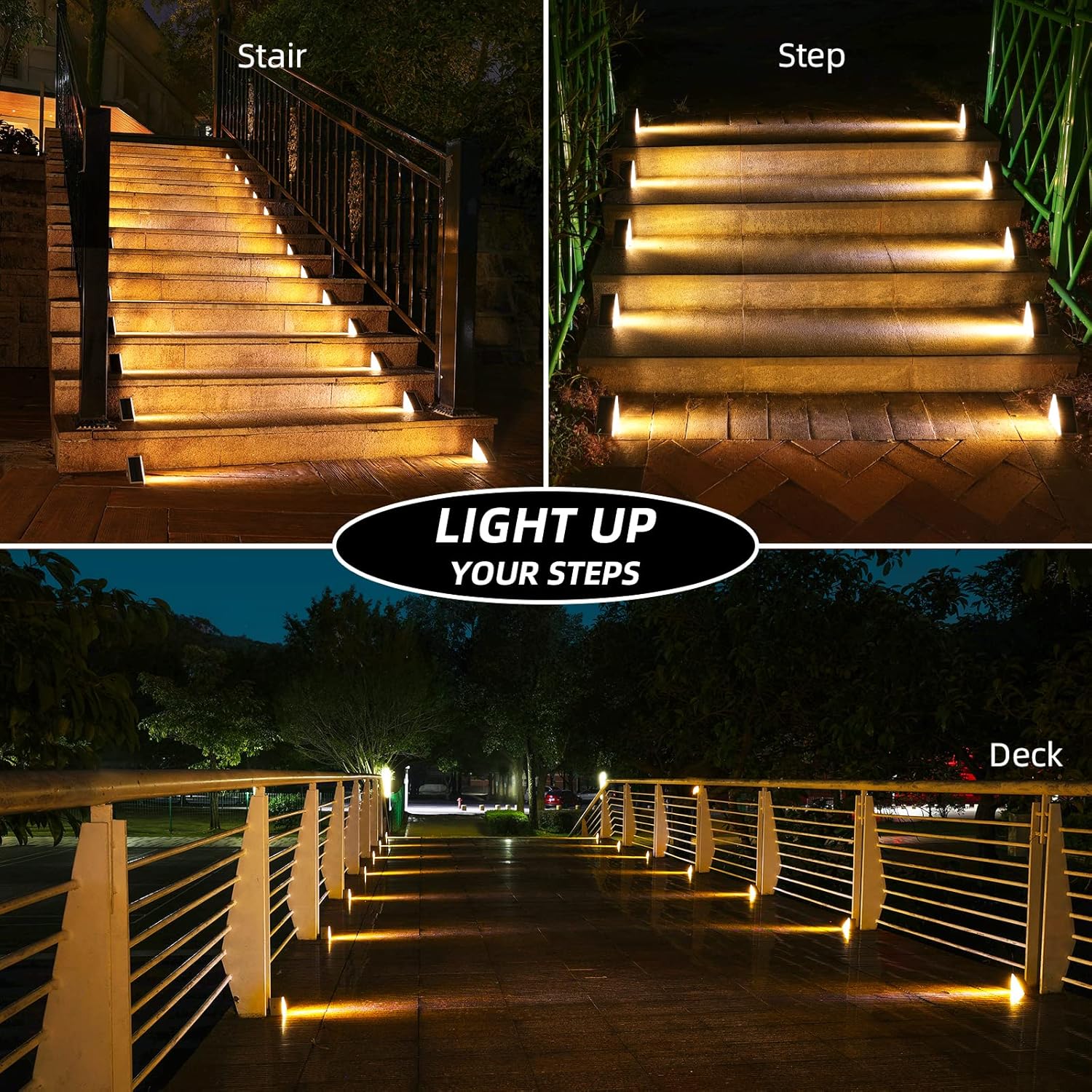 NIORSUN Solar Step Lights for Outside,6 Pack Warm White Solar Stair Lights Outdoor Waterproof IP67 Auto On Off,Outdoor Step Lights for Steps,Stair,Patio,Yard,Porch,Front Door,Sidewalk,Deck Decor ? ? ? ? ? - Image 3