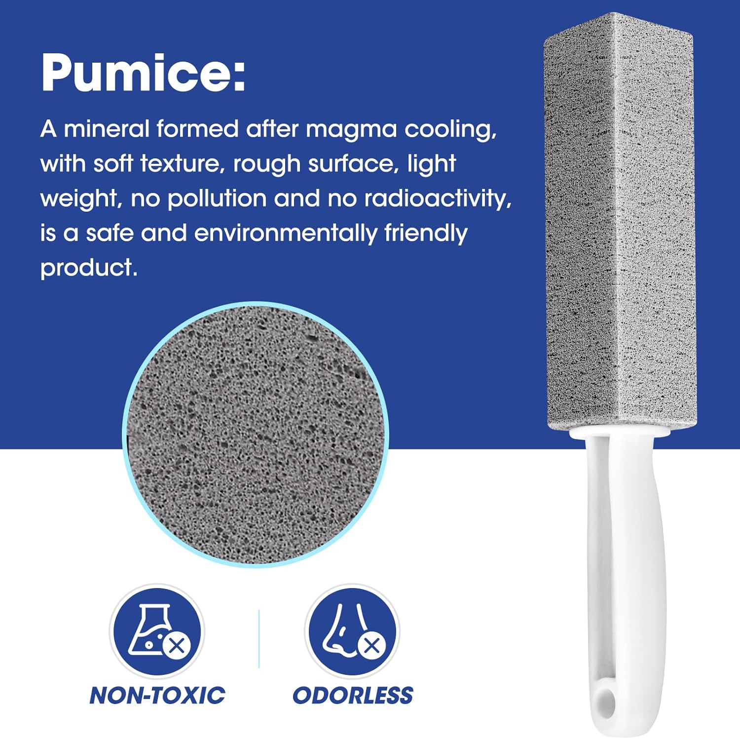 AZEN 5 Pack Pumice Stone for Cleaning, Pumie Scouring Stick with Handle, Pumice Stone Toilet Bowl Cleaner, Pumice Stone Hard Water Stain Remover for Toilet, Bathroom, Kitchen Sink, Grill - Image 3