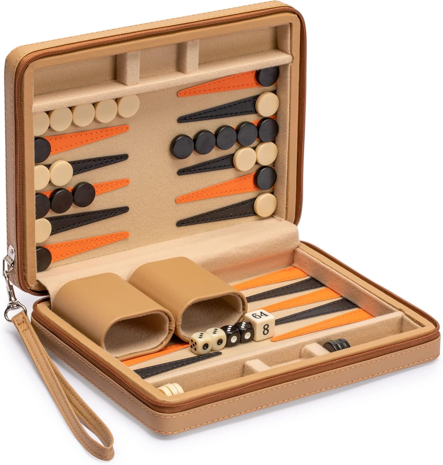 Yellow Mountain s Travel Magnetic Leatherette Backgammon Mini Game Set, Bozcaada - with Magnetic Checkers, 9-inch Board ? ? ? ? ? - Image 5