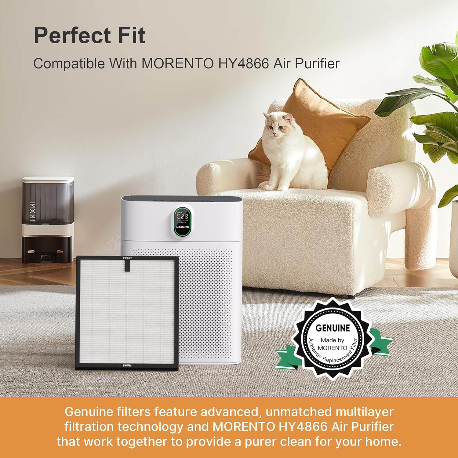 MORENTO 2 Pack HY4866 Genuine Air Purifier Replacement Filter for HY4866 Air Purifier, Original Version ? ? ? ? ? - Image 4