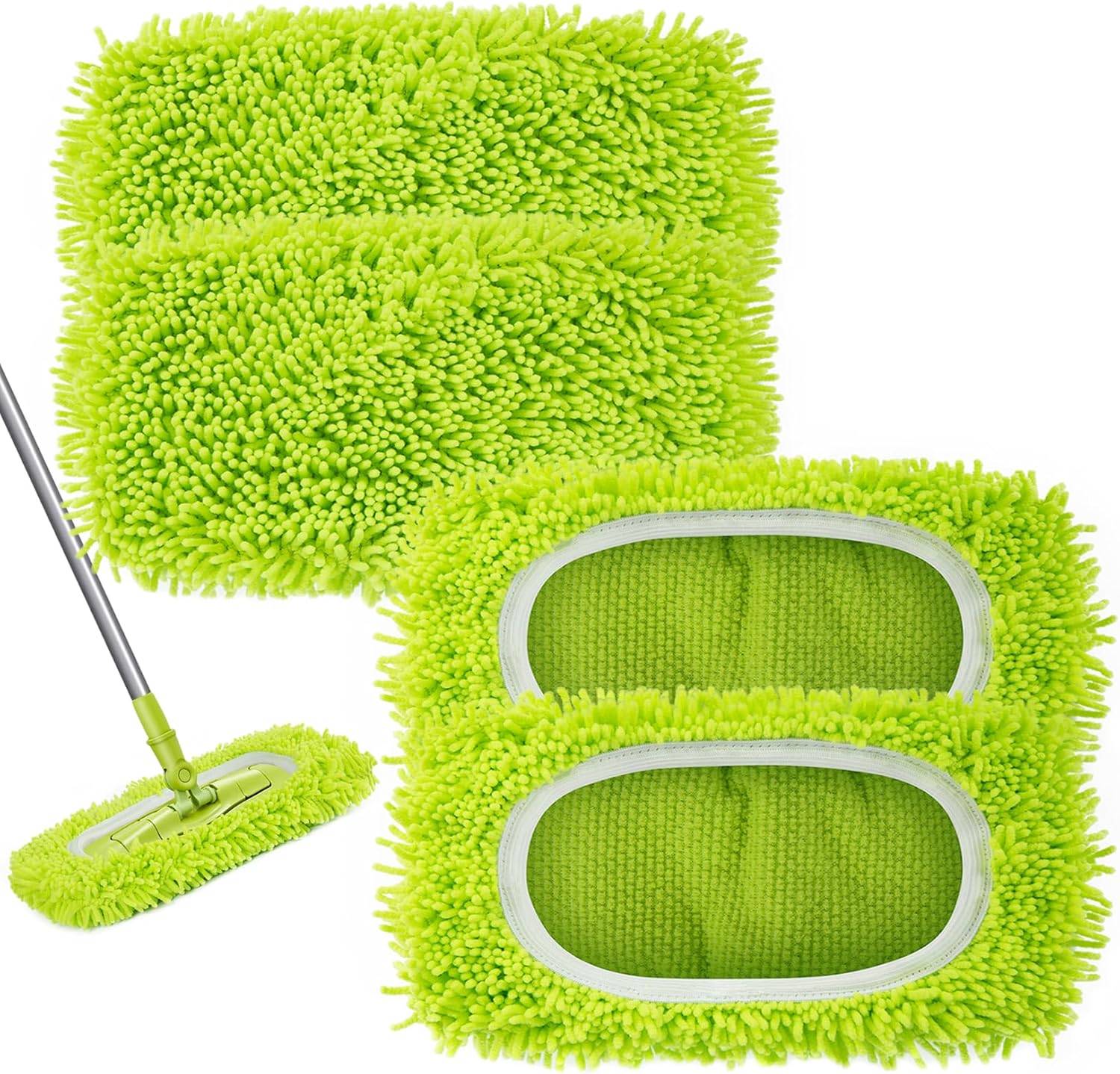 Reusable Dry Sweeping Cloths Microfiber Wet Mop Pads Compatible with Swiffer Sweeper Mop Replacement Sweeping Mopping pad Refills for Hardwood Surface Floor Cleaning (4PCS) ? ? ? ? ?