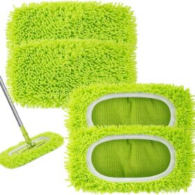 Reusable Dry Sweeping Cloths Microfiber Wet Mop Pads Compatible with Swiffer Sweeper Mop Replacement Sweeping Mopping pad Refills for Hardwood Surface Floor Cleaning (4PCS)                 