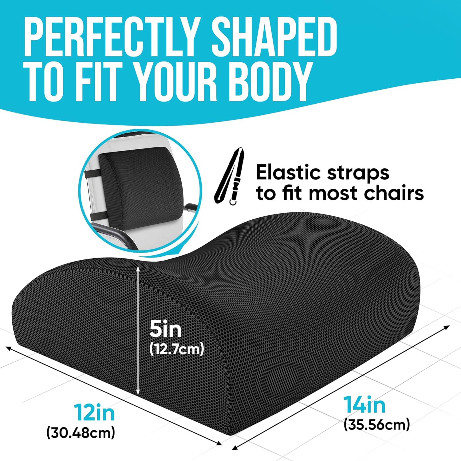 FORTEM Seat Cushion and Lumbar Support for Office Chair, Desk Chair Cushion, Memory Foam Office Chair Cushion, Non Slip Sitting and Back Pillow for Gaming, Car Seat Cushion, Chair Pad ? ? ? ? ? - Image 3