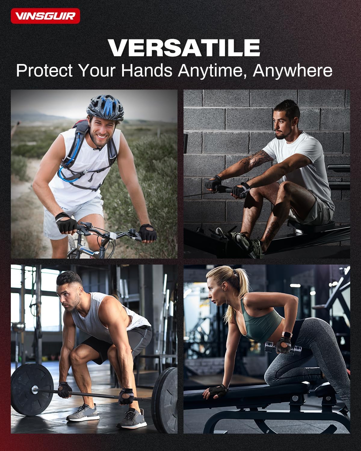 VINSGUIR Workout Gloves for Men and Women, Weight Lifting Gloves with Excellent Grip, Lightweight Gym Gloves for Weightlifting, Cycling, Exercise, Training, Pull ups, Fitness, Climbing and Rowing ? ? ? ? ? - Image 6