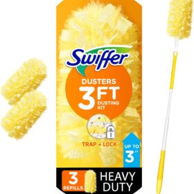 Swiffer Duster Heavy Duty 3 ft Extendable Handle Starter Kit with 3 Refills                 