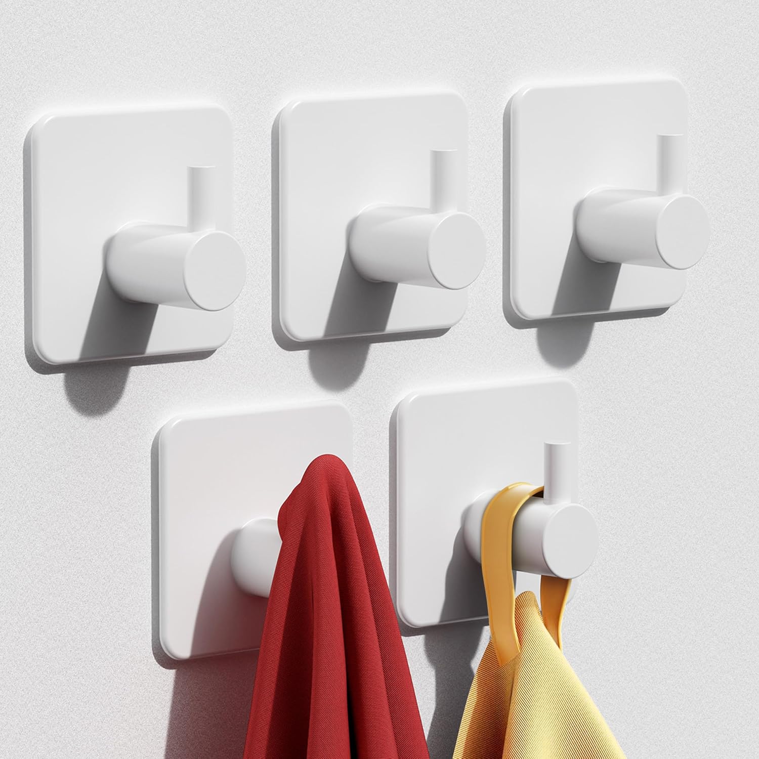 Adhesive Hooks Heavy Duty 22lb(Max) Wall Hooks, 5 Pack Self Adhesive Damage Free Utility Hooks Stainless Steel for Towel Coat Robe, Waterproof Oilproof Rustproof for Bathroom Shower Kitchen Office ? ? ? ? ?