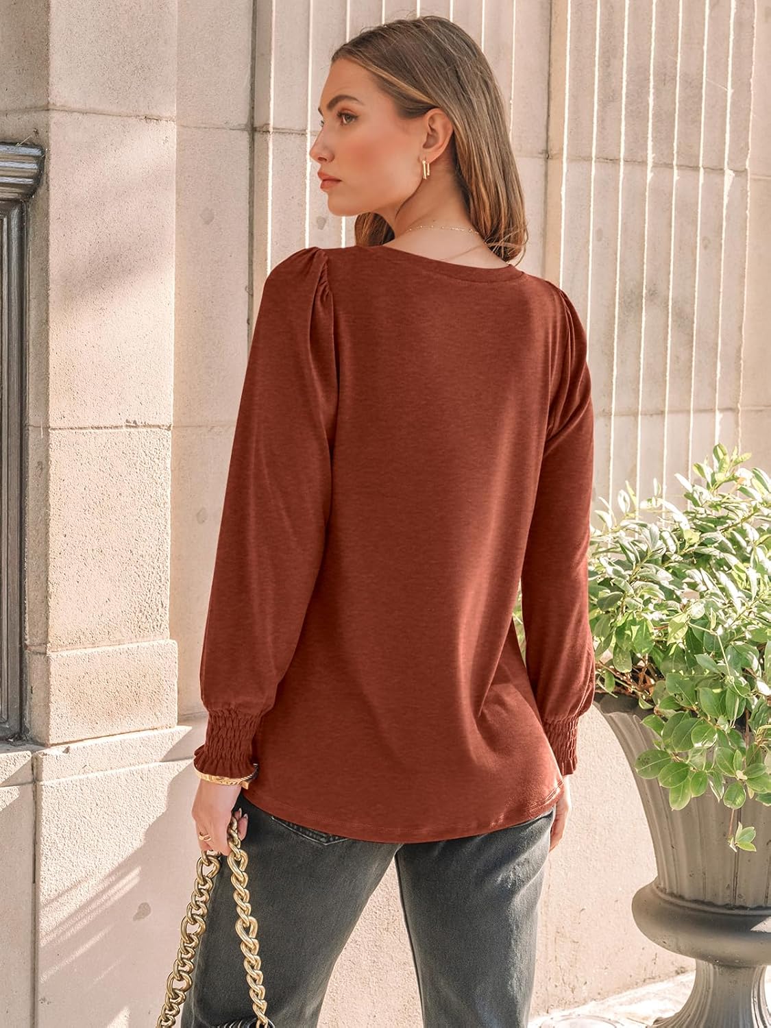 AUTOMET Long Sleeve Shirts Womens Pleated Business Casual Blouses with Smocked Cuffs ? ? ? ? ? - Image 4