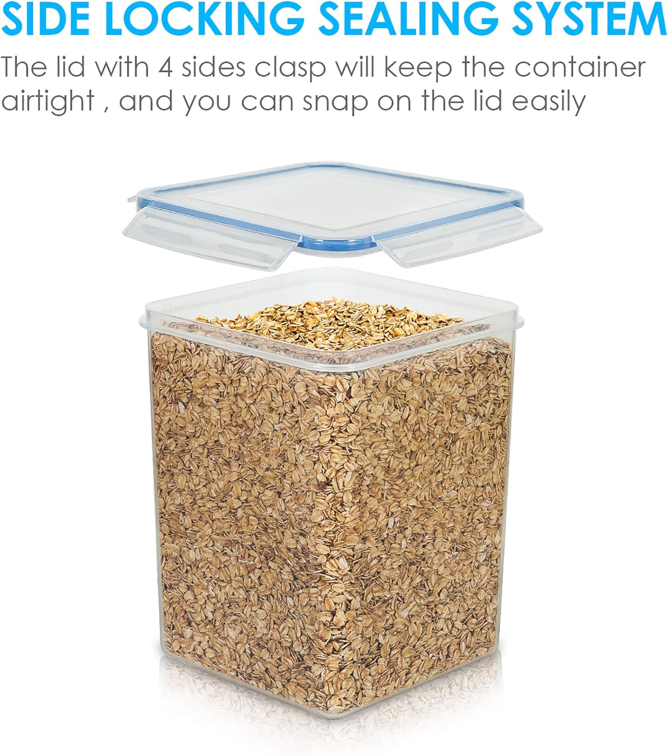 Vtopmart Large Food Storage Containers 5.2L / 175oz, 4 Pieces BPA Free Plastic Airtight Canisters for Flour, Sugar, Baking Supplies, Rice with Lids, 4 Measuring Cups and 24 Labels, Blue ? ? ? ? ? - Image 4