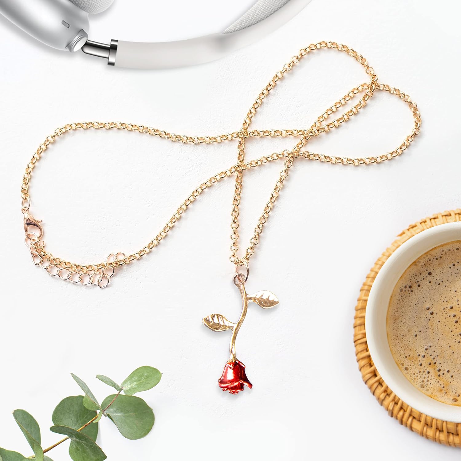 Necklaces for women, Gold Necklace For Women Rose Necklace With Pendant, Aesthetic Necklace, Preppy Jewelry, Trendy Jewelry, Cute Necklaces For Teen Girls And All Women Necklace ? - Image 3