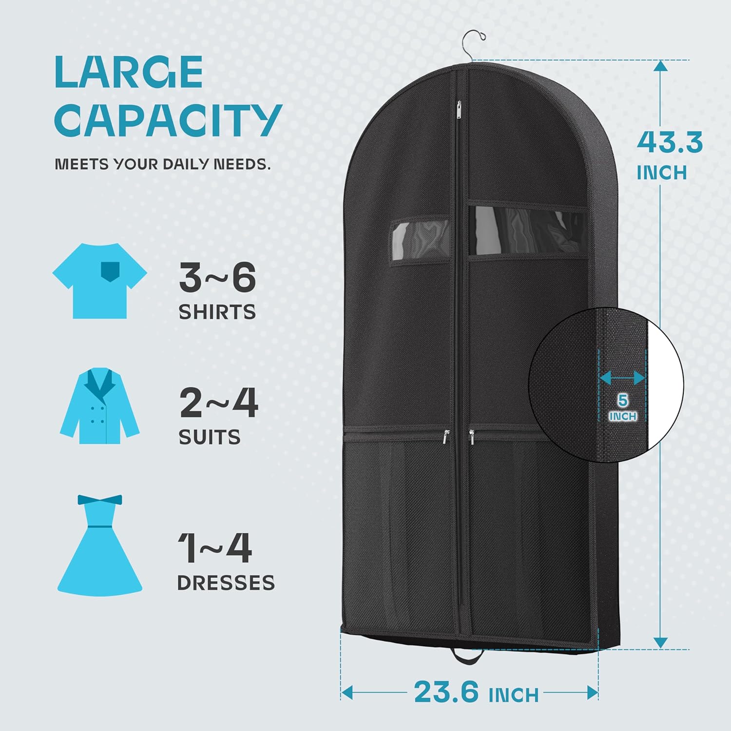 Travel Garment Bag with Zipper Pocket, Suit Bag for Suits, Dresses, Coats ? ? ? ? ? - Image 3