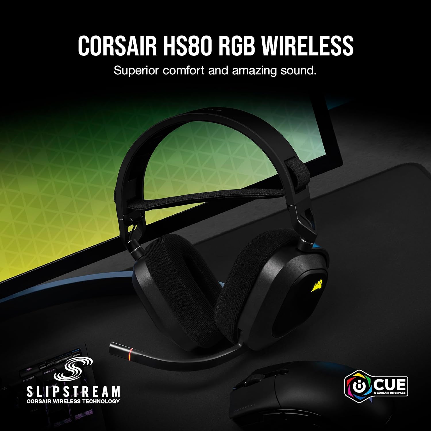 CORSAIR HS80 RGB WIRELESS Multiplatform Gaming Headset - Dolby Atmos - Lightweight Comfort Design - Broadcast Quality Microphone - iCUE Compatible - PC, Mac, PS5, PS4 - Black ? ? ? ? ? - Image 2