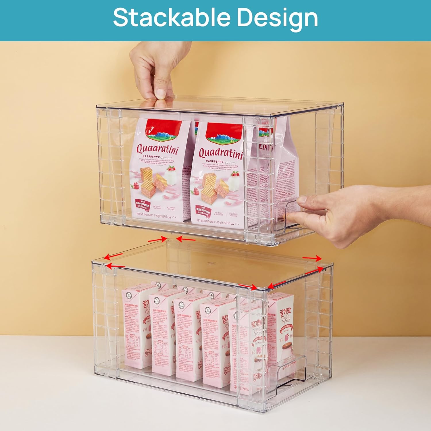 Vtopmart 4Pack Large Stackable Kitchen Pantry Storage Drawers, Clear Organizer Bins with Handles, Acrylic Drawer Organizers for Kitchen Pantry, Bathroom Undersink, Cabinet Organization and Storage ? ? ? ? ? - Image 3