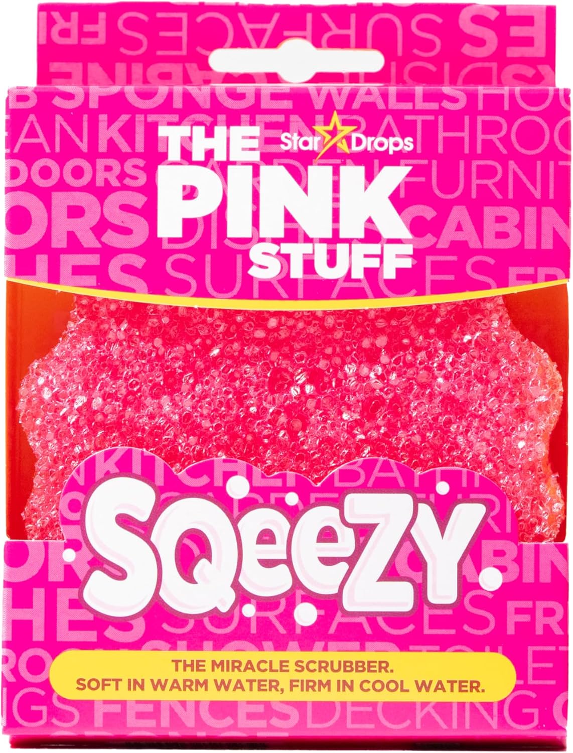 Stardrops - The Pink Stuff Miracle Cleaning Paste & SQeeZY Scrubber Sponge Bundle All-Purpose, Non-Scratch Cleaner for Kitchens, Bathrooms, Walls, Floors, Pots, Grout, and More - Image 2