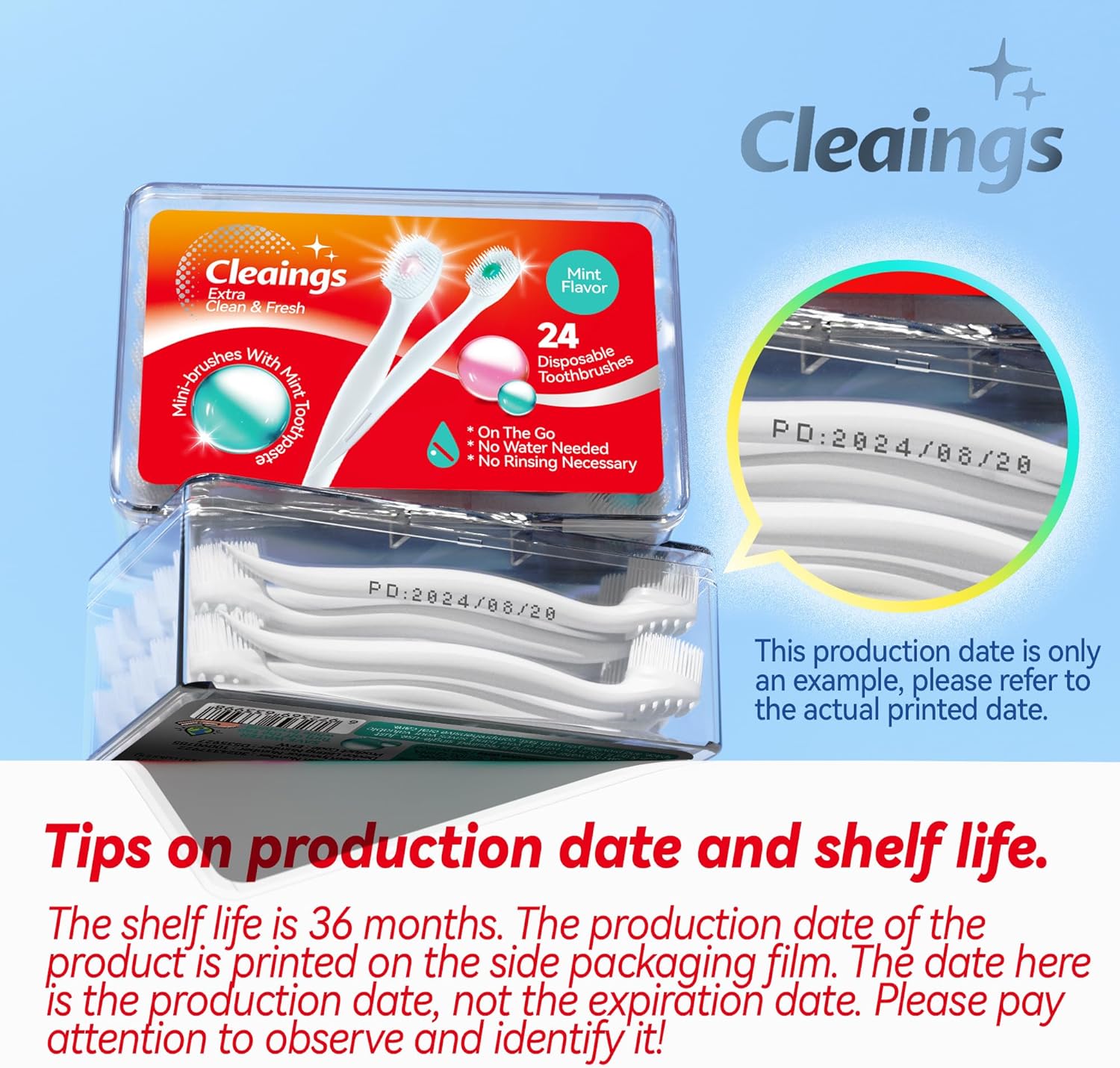 cleaings? Mini Brushes-Disposable Toothbrushes with Toothpaste and Pick for Work or Travel, 24 Count (Mint Flavor?Pack of 1?) ? ? ? ? ? - Image 2