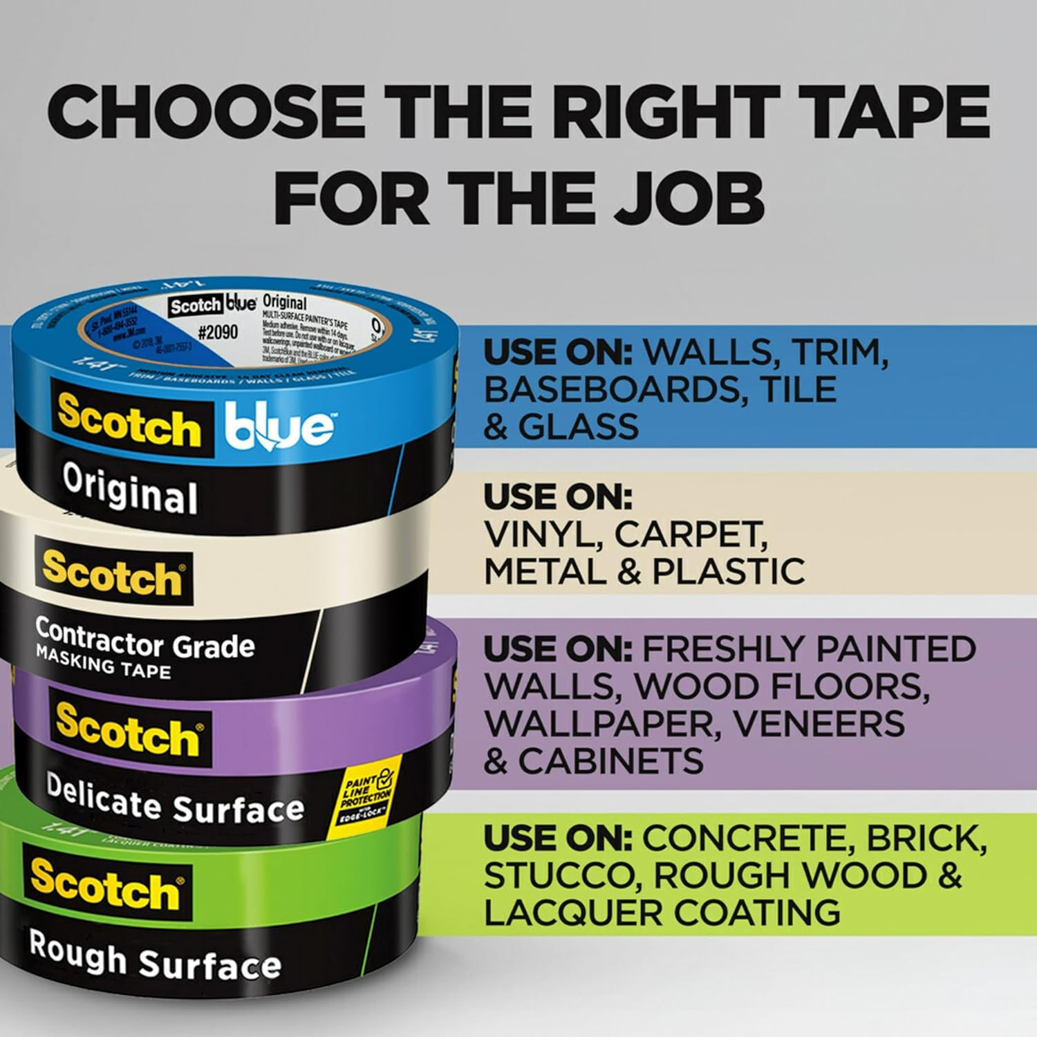 Scotch Painter's Tape Contractor Grade Masking Tape, 6 Rolls, 1.88 in x 60.1 yd, Holds to Surfaces For Up to 3 days, Removes Easily Without Leaving Sticky Residue, Interior & Exterior Use (2020-48TP6) - Image 3