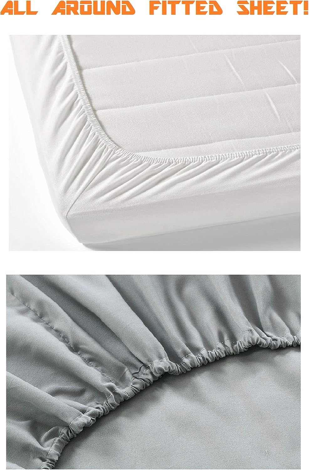 XISUNYA Decorative Bedding Sheet Set Twin Size, Hawaiian Deep Pockets Fitted Sheet & 2 Pillowcases Set(No Flat Sheet), Word Hawaii with Tropical Island Phot Print Microfiber 3pc Bed Sheets Set ? ? ? ? ? - Image 6