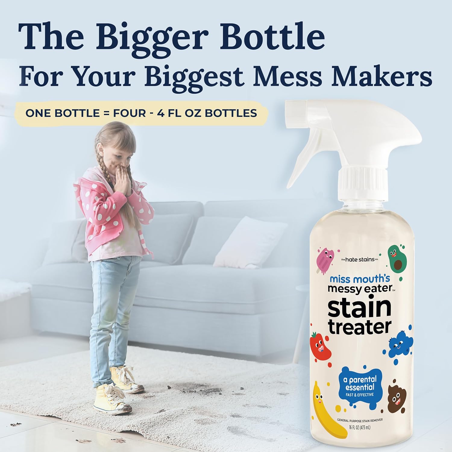 Miss Mouth's Messy Eater Stain Treater Spray - 16oz Stain Remover - Newborn & Baby Essentials - No Dry Cleaning Food, Grease, Coffee Off Laundry, Underwear, Fabric - Image 2