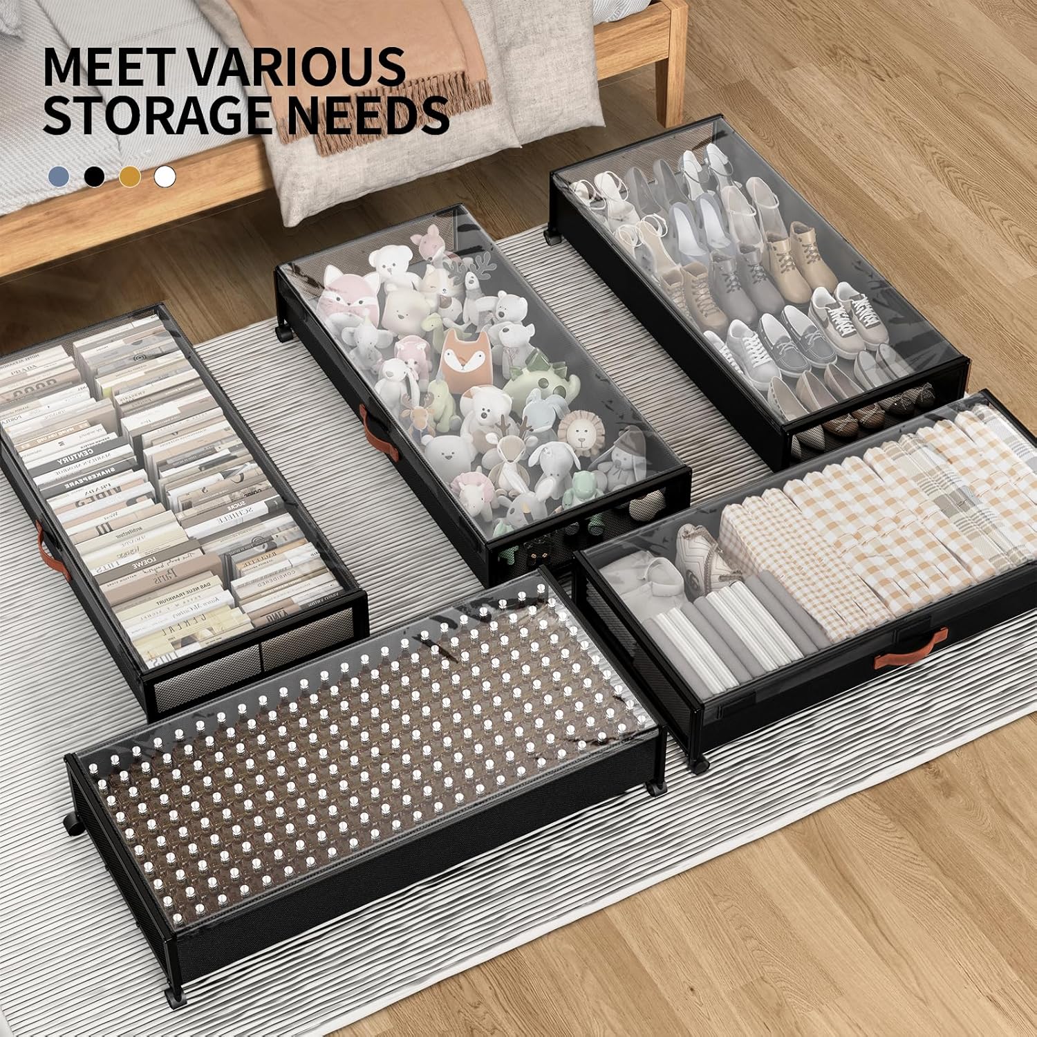 Under Bed Storage with Wheels, 54L XXL Larger Under Bed Storage Containers with Clear Lids, 36'' Lengthen Under Bed Shoe Organizer, Rolling Under Bed Storage for Shoes Clothes (2 PACK) ? ? ? ? ? - Image 6