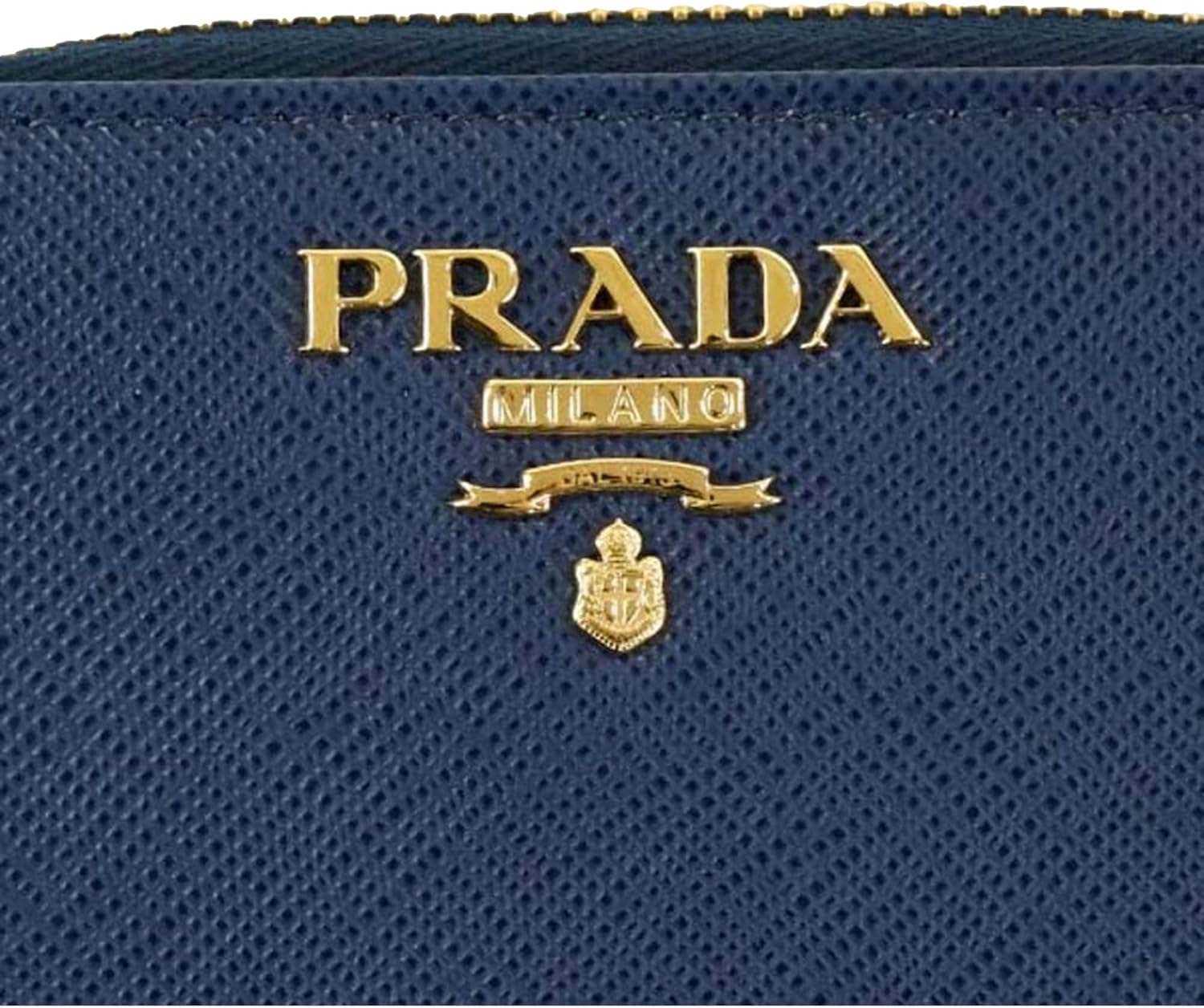 Prada Womens Zippy Coin Purse Wallet Saffiano Leather Bluette Blue Gold Logo ? ? ? ? ? - Image 4