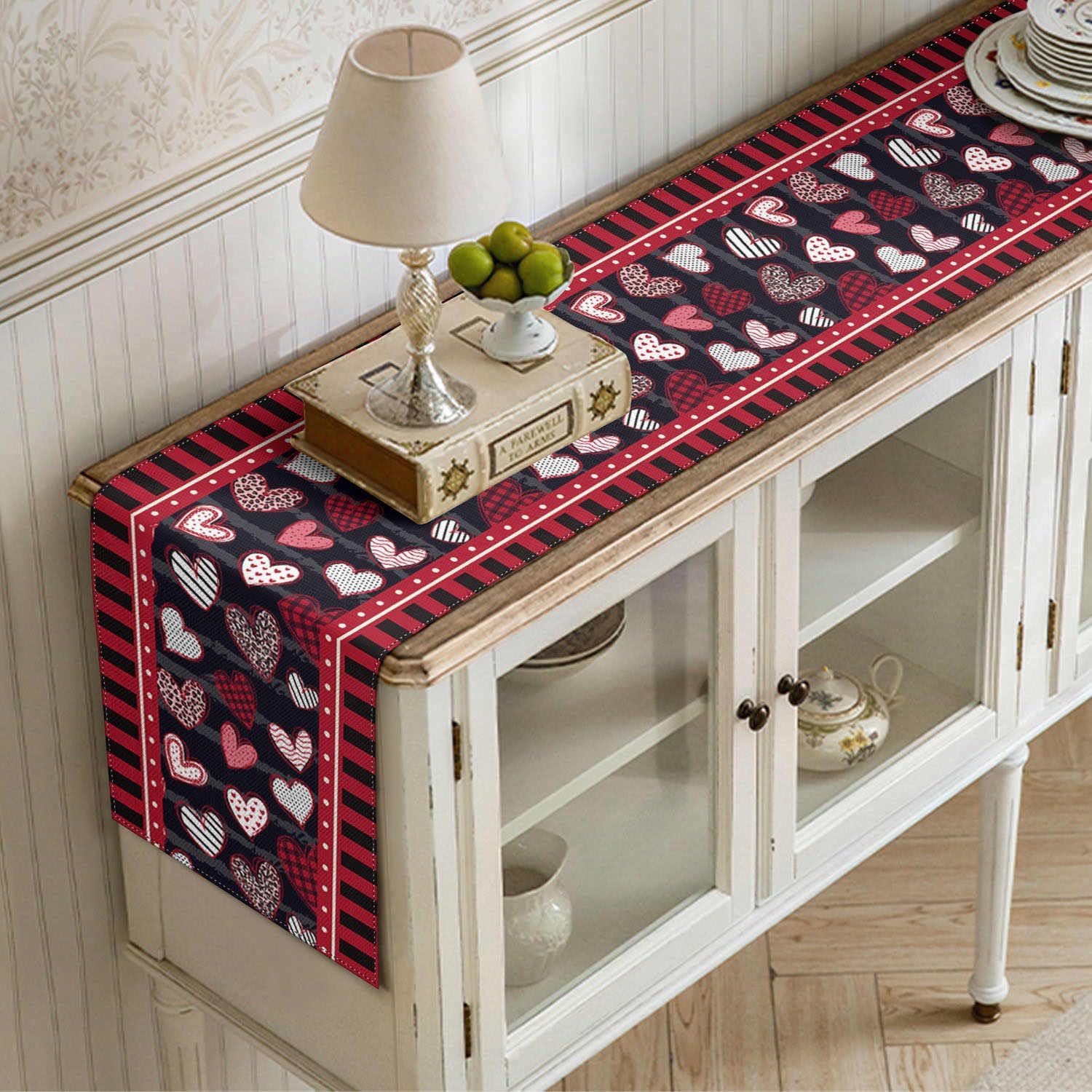 Valentine Runners for Tables Decorations Table Runner 108 inches Long ,Red Candy Heart Table Runner Romantic for Anniversaries,Engagement,Kitchen Dining Runer Cover for Valentines Day Decor - Image 4