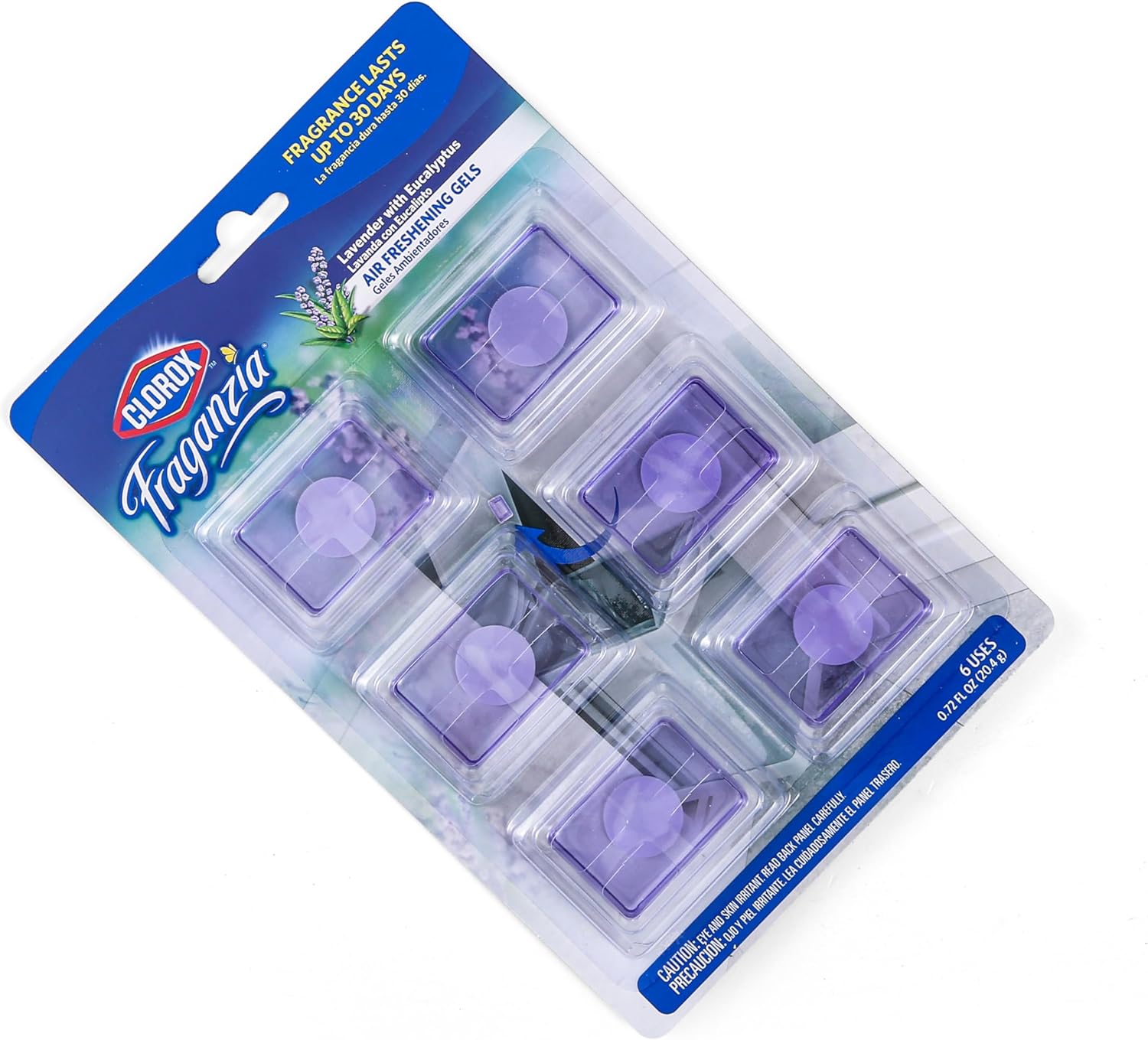 Clorox Fraganzia Adhesive Garbage Can Air Freshener Gel, Lavender with Eucalyptus Scent - No Plug, Stick On Trash Can Deodorizer and Odor Absorber, Gel Air Fresheners for Home and Kitchen, 6 Count - Image 3