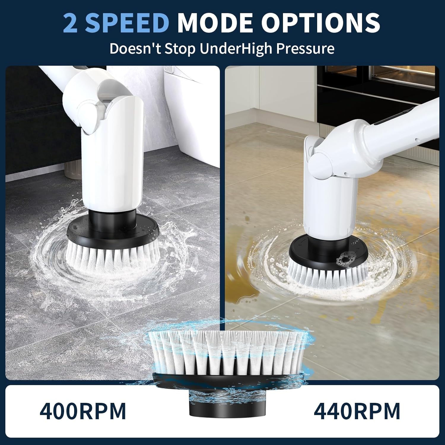 Electric Spin Scrubber - Cordless Cleaning Brush with Digital Display, 2 Speeds, 8 Brush Heads, IPX7 Waterproof, Adjustable Long Handle for Bathroom, Tub, Tile, Shower, and Car ? ? ? ? ? - Image 6