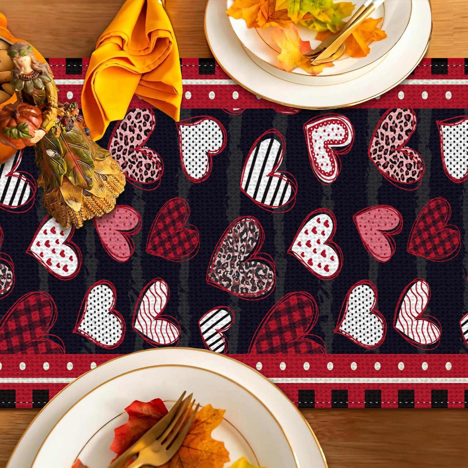 Valentine Runners for Tables Decorations Table Runner 108 inches Long ,Red Candy Heart Table Runner Romantic for Anniversaries,Engagement,Kitchen Dining Runer Cover for Valentines Day Decor ? ? ? ? ? - Image 3
