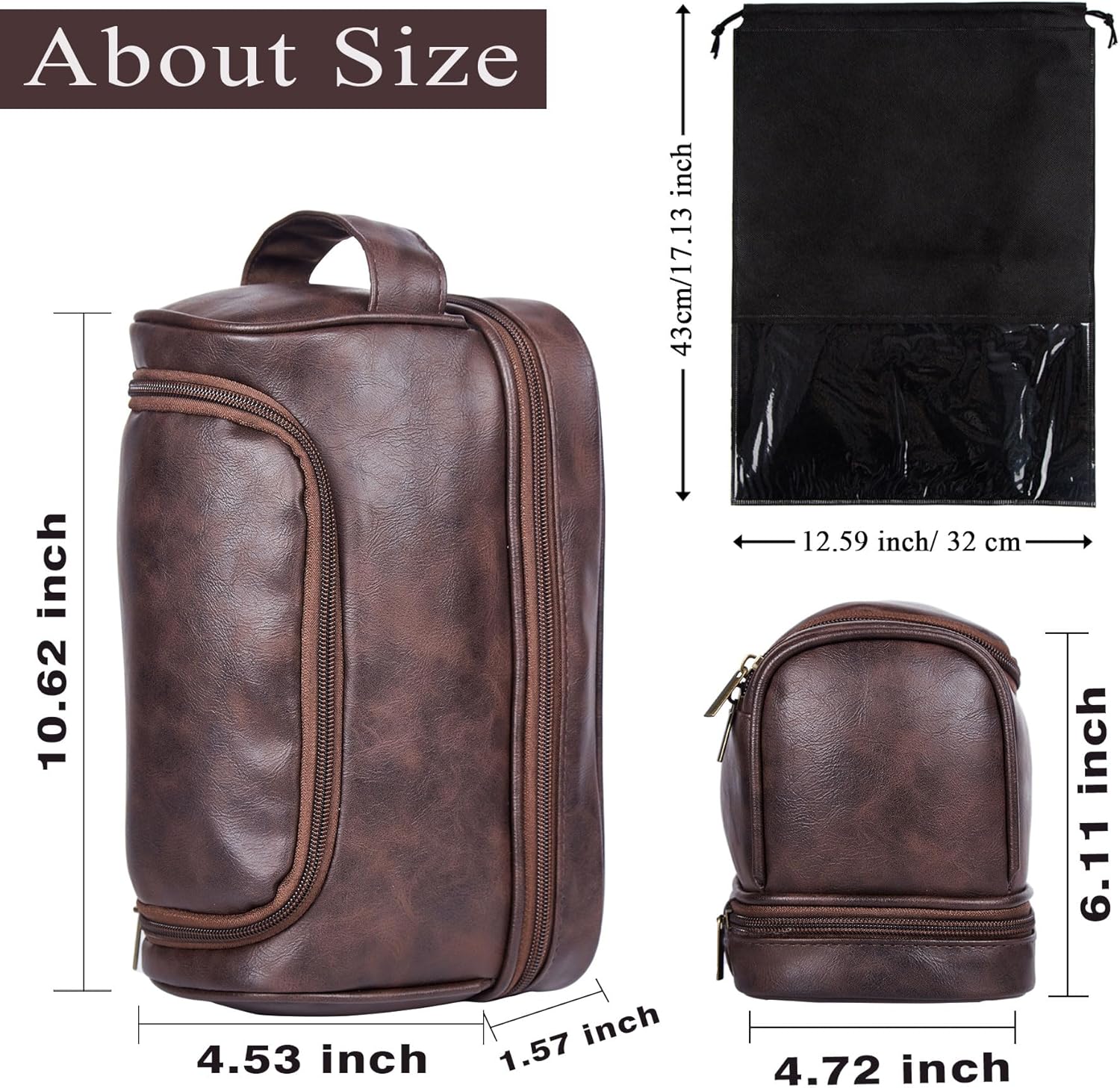 Flycalf Personalized Toiletry Bag for Men Shaving Bag Hanging Water Resistant Leather Father's Day 2023 Large Capacity Organizer Engraved Text Shower Toiletries Accessories ? ? ? ? ? - Image 4