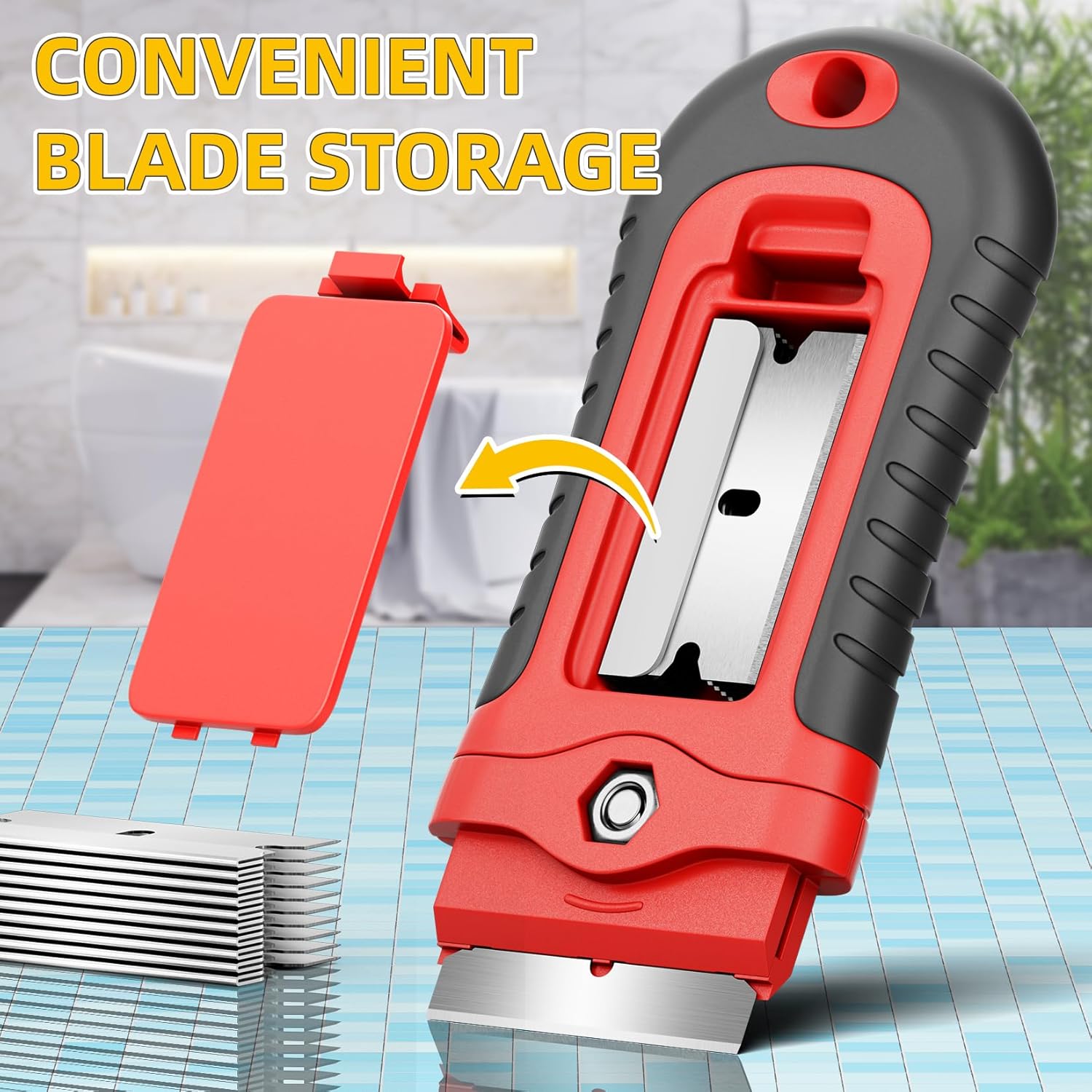 DIYSELF 1 Pack Razor Blade Scraper with 15 Extra Blades, Scraper Tool for Cleaning Window, Paint, Cooktop, Oven, Glass Stove Top Scraper, Razor Scraper with Buit-In Blade Storage ? ? ? ? ? - Image 4