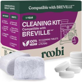 Roobi Breville Compatible Espresso Machine Cleaning & Maintenance Kit. Includes 52 Breville Cleaning Tablets and 6 Water Filters. Carbon Neutral. 1 Year Supply. ?   ?   ?  ?   ?