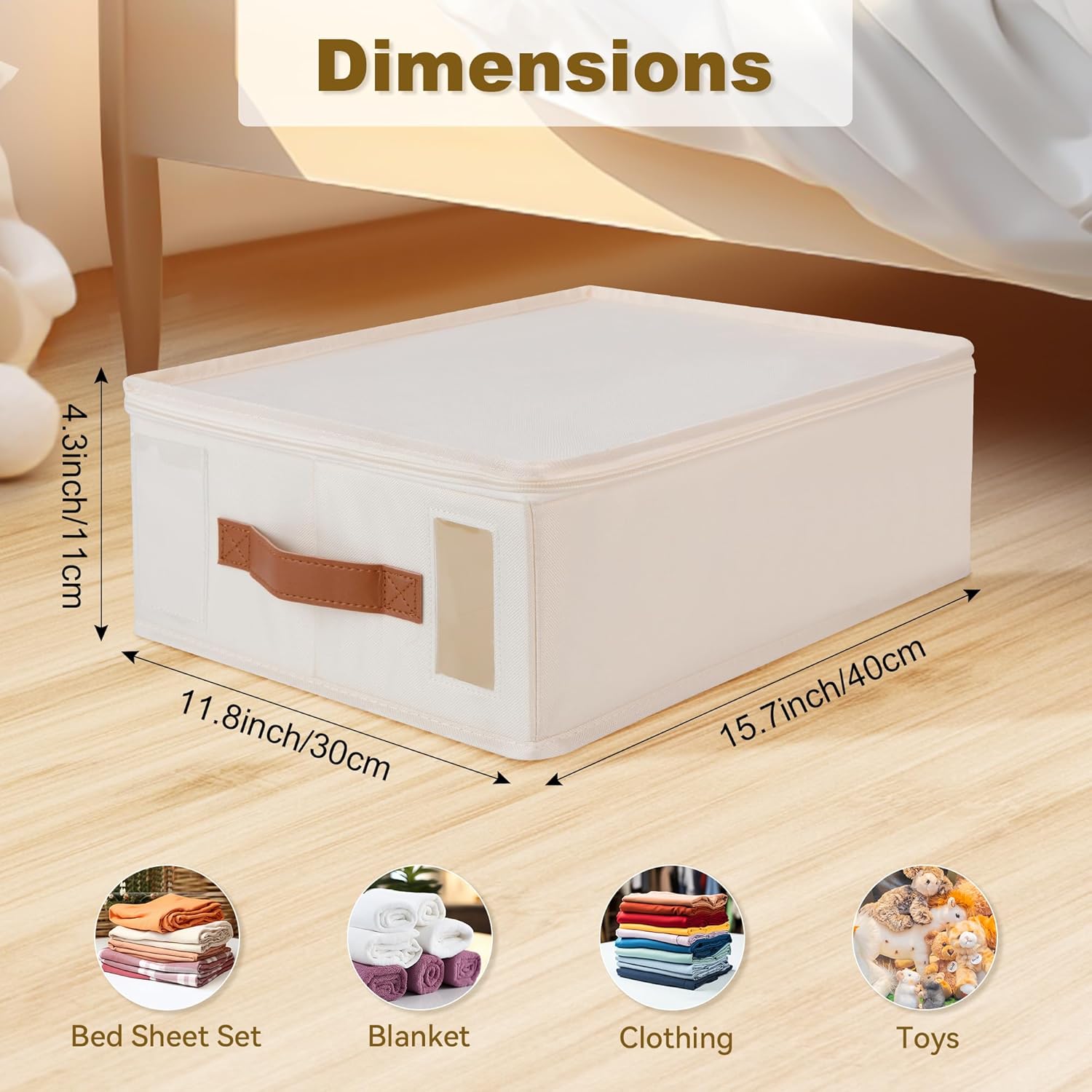 Bed Sheet Organizer 4 Pack - No Insects Entry Sheet Organizers and Storage with Zipper, Label, Handle, Window, Linen Closet Organizers and Storage for Sheet Set, Clothing, Duvet Covers, Blanket ? ? ? ? ? - Image 3
