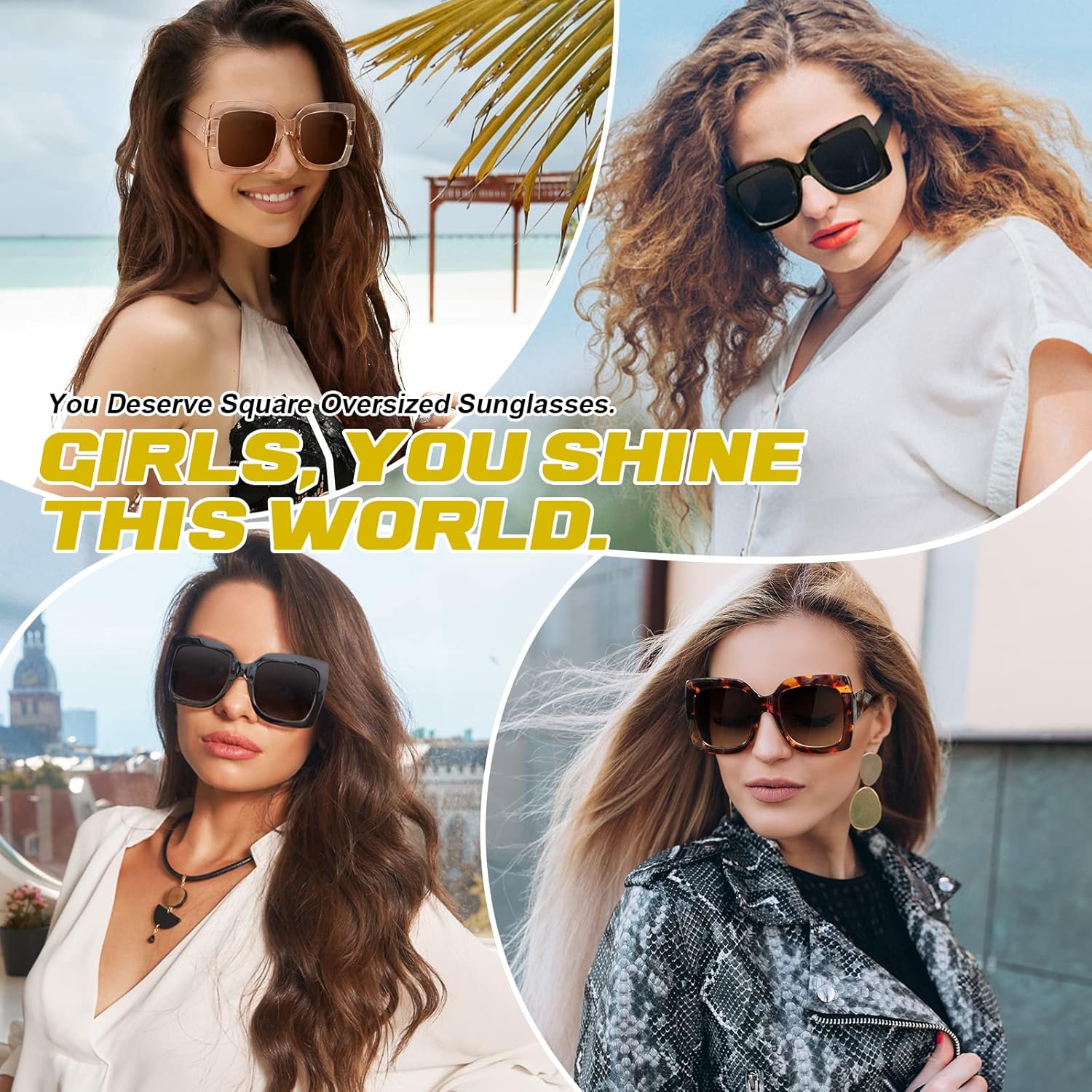 GQUEEN Oversized Square Frame Sunglasses Womens Retro Vintage Trendy Shades,S904 ? - Image 2