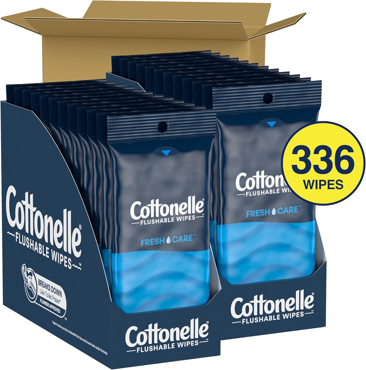 Cottonelle Fresh Care On-The-Go Flushable Wet Wipes, Adult Wet Wipes, 24 On-The-Go Pack, 14 Wipes Per Pack (336 Total Wipes), Packaging May Vary ? ? ? ? ? - Image 2