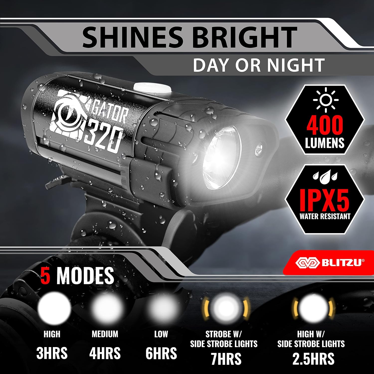 BLITZU Bike Lights, Bike Reflectors Front and Back. LED Rechargeable Headlight Rear Taillight & Bell Set Bicycle Accessories for Night Riding Men Women Kids. Gift for Dad, Mom, Boys, Girls ? ? ? ? ? - Image 5