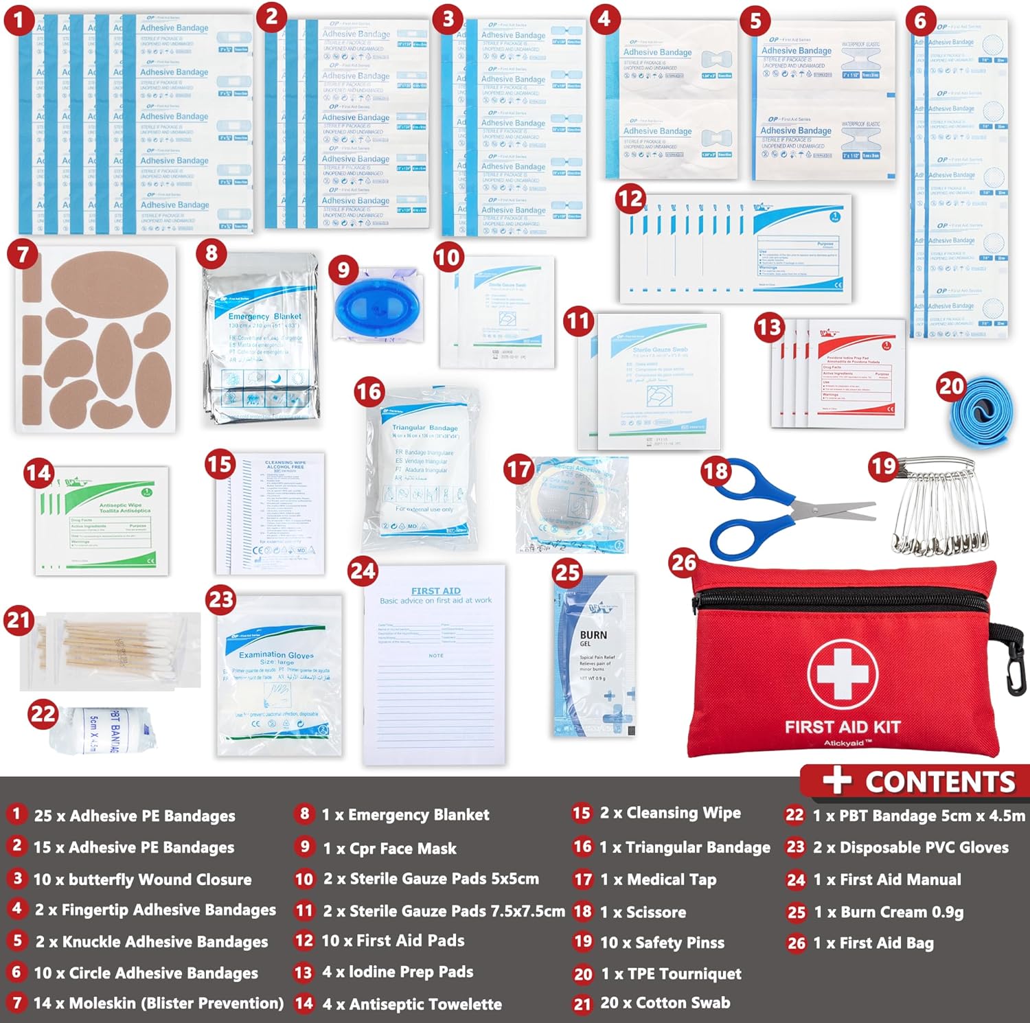 Mini First Aid Kit - 140 Piece Small First Aid Medical Kit for Car, Home, Office, Travel, Camping, Sports, Outdoor, School - Emergency First Aid Supplies and Survival Kit ? ? ? ? ? - Image 3