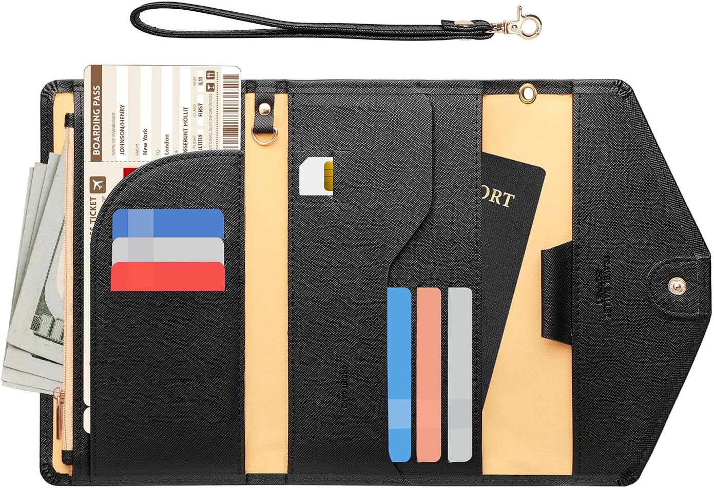 ZOPPEN Passport Holder Women Travel Wallet (Ver.5) for Women Rfid Blocking Passport Cover Case Document Organizer Wrist Strap ? ? ? ? ?