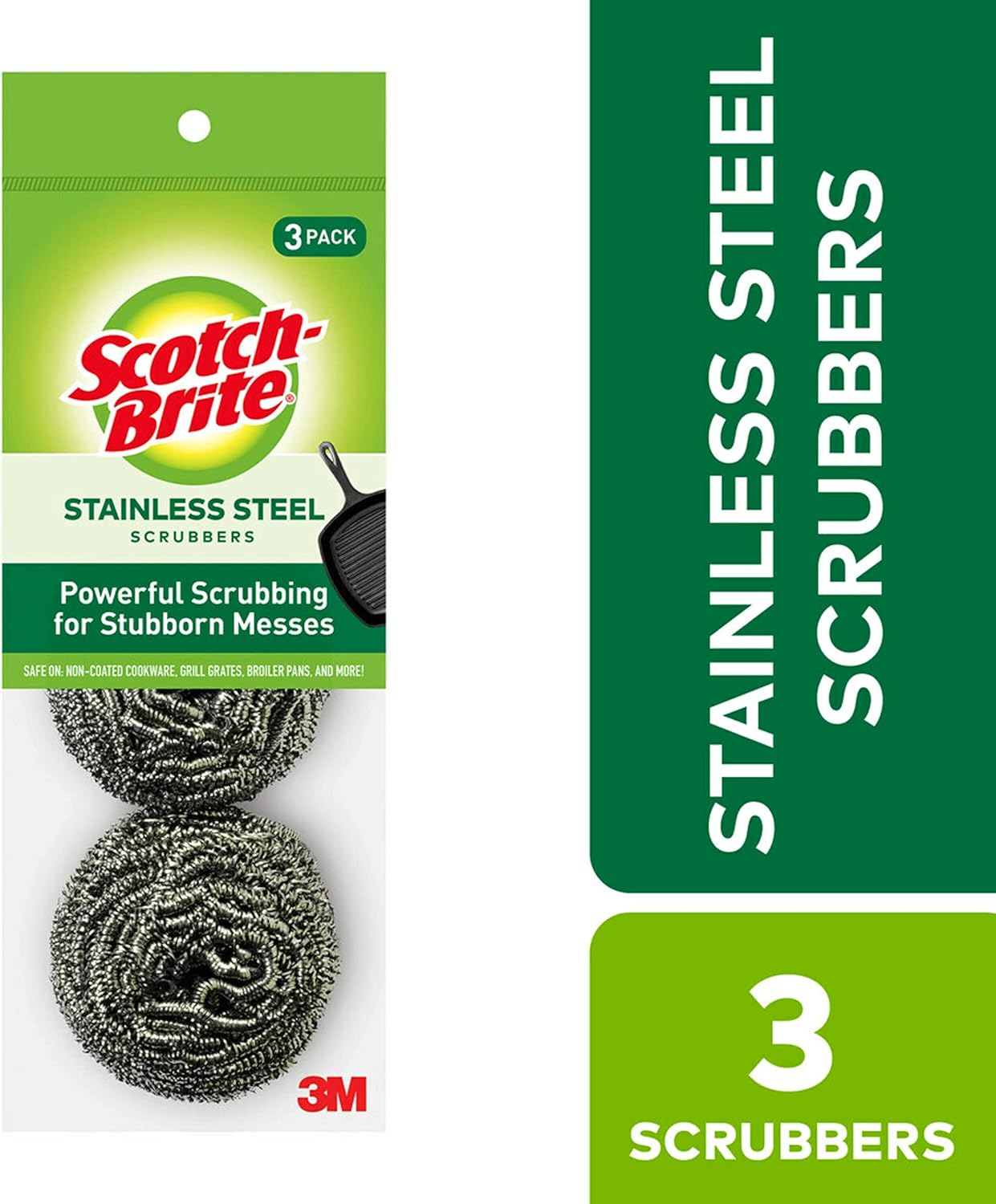 Scotch-Brite Stainless Steel Scrubber, Dish Scrubbers for Cleaning Kitchen and Household, Steel Scrubbers for Cleaning Dishes, 3 Scrubbers - Image 2