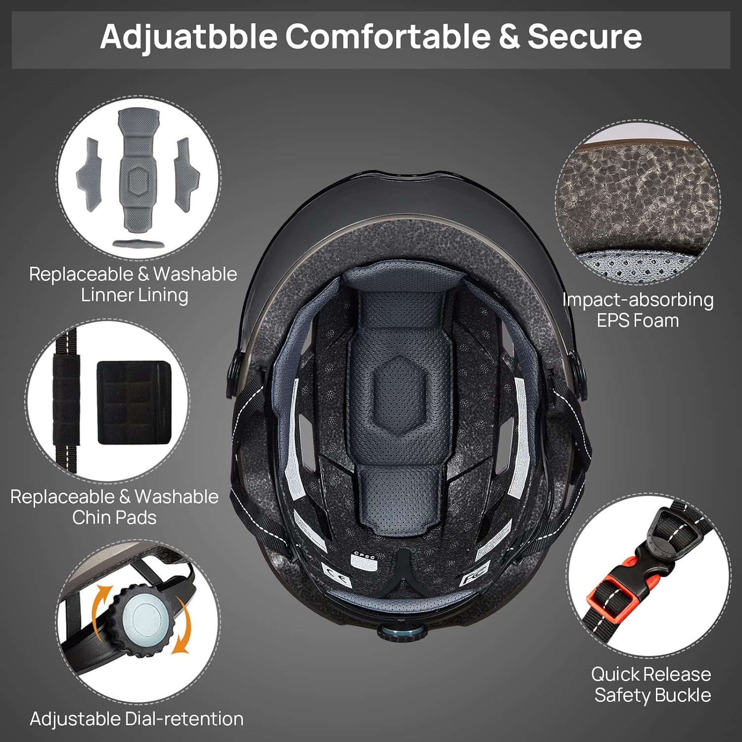 ILM Adult Bike Helmet with USB Rechargeable LED Front and Back Light Mountain&Road Bicycle Helmets for Men Women Removable Goggle Cycling Helmet E3-10L ? ? ? ? ? - Image 5