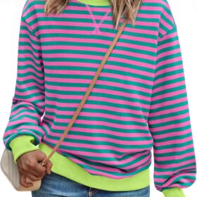 Trendy Queen Sweatshirts for Women 2024 Fall Crewneck Striped Long Sleeve Shirts Preppy Tops Y2K Winter Outfits Clothes ?