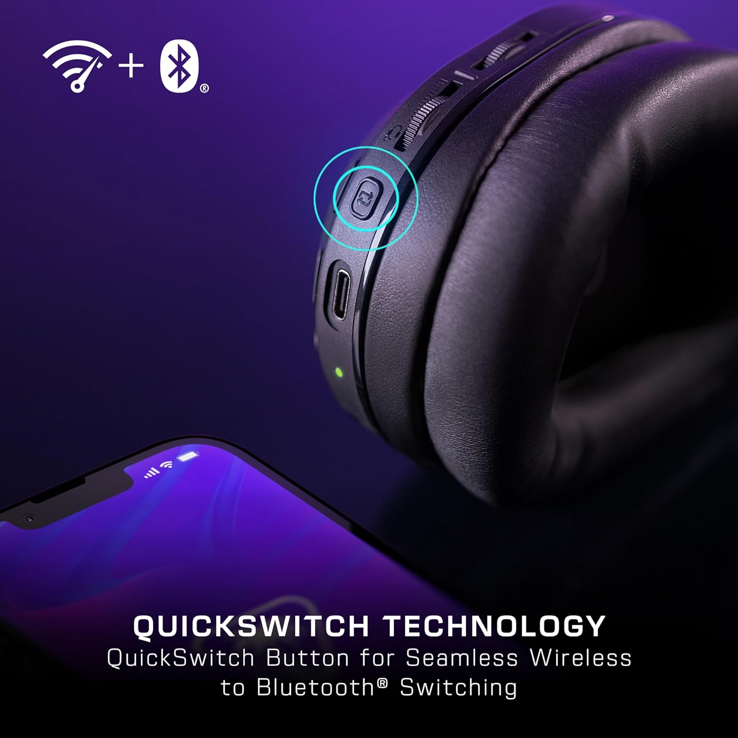 Turtle Beach Stealth 500 Wireless Amplified Gaming Headset for PS5, PS4, PC, Nintendo Switch, & Mobile ? 40-Hr Battery, Bluetooth, Memory Foam Cushions, Flip-to-Mute Mic, EQ Presets ? Black ? ? ? ? ? - Image 5