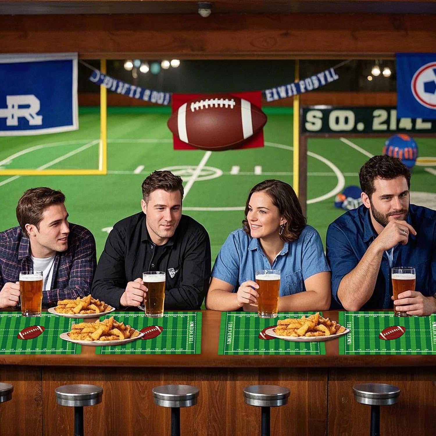 Football Table Placemat Green Placemats Set of 4 Football Plastic Placemats Touch Down Football Placemats Heat Resistant for Outdoor Home Party Kitchen Dining TV Trays Decoration ? ? ? ? ? - Image 5