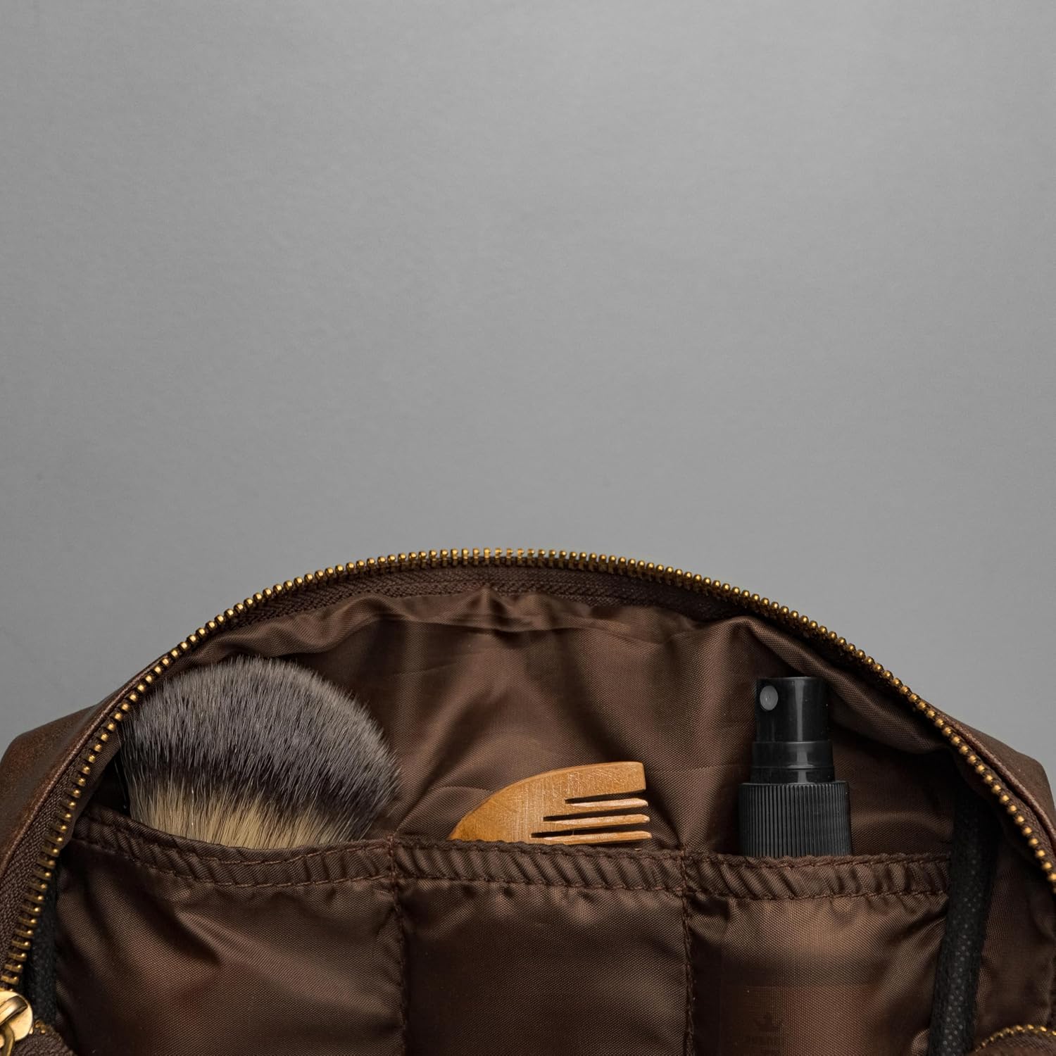 RUBAB MEN Premium Vegan Leather Toiletry Bag for Men | Shaving Kit Bag & Grooming Travel Pouch for Men | Waterproof Lining Pack-It Smart Edition (Tan Brown) ? ? ? ? ? - Image 6