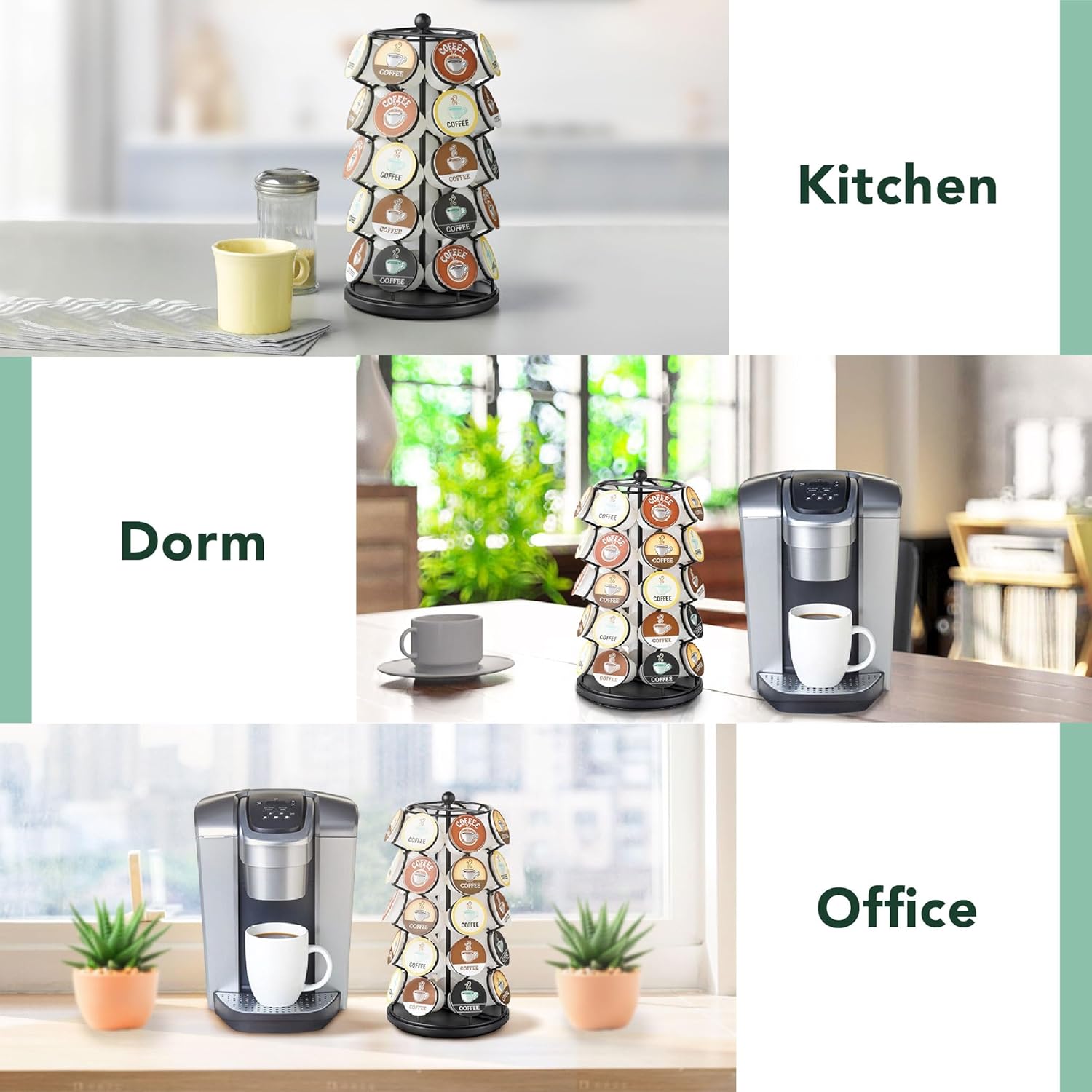Nifty K Cup Holder ? Compatible with K-Cups, Coffee Pod Carousel | 35 K Cup Holder, Spins 360-Degrees, Lazy Susan Platform, Modern Black Design, Home or Office Kitchen Counter Organizer ? ? ? ? ? - Image 4