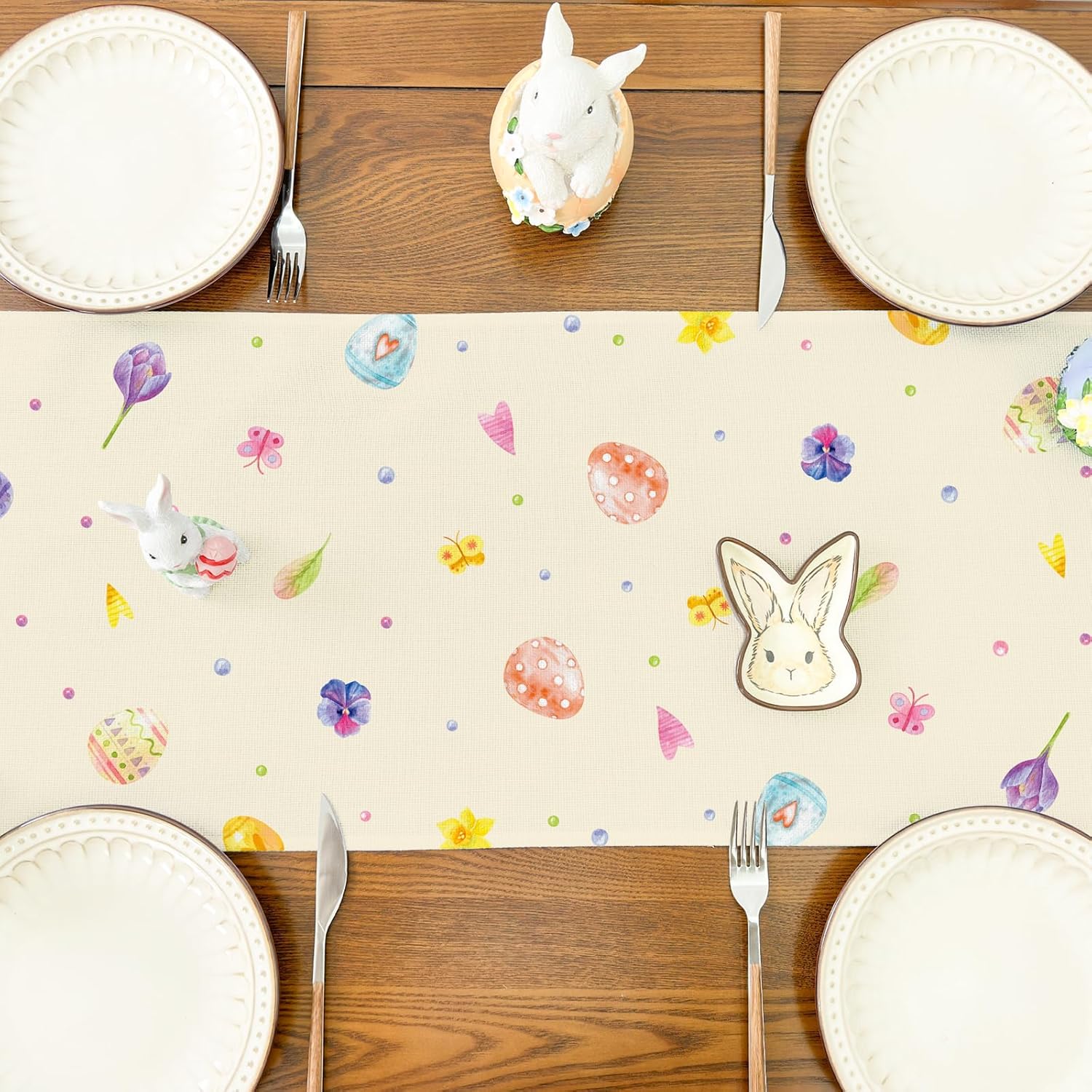 Patio Choice Easter Bunny Eggs Table Runner 72 Inches Long for Dining Table,Spring Seasonal Kitchen Table Decorations for Indoor Outdoor Home Party Decor - Image 5