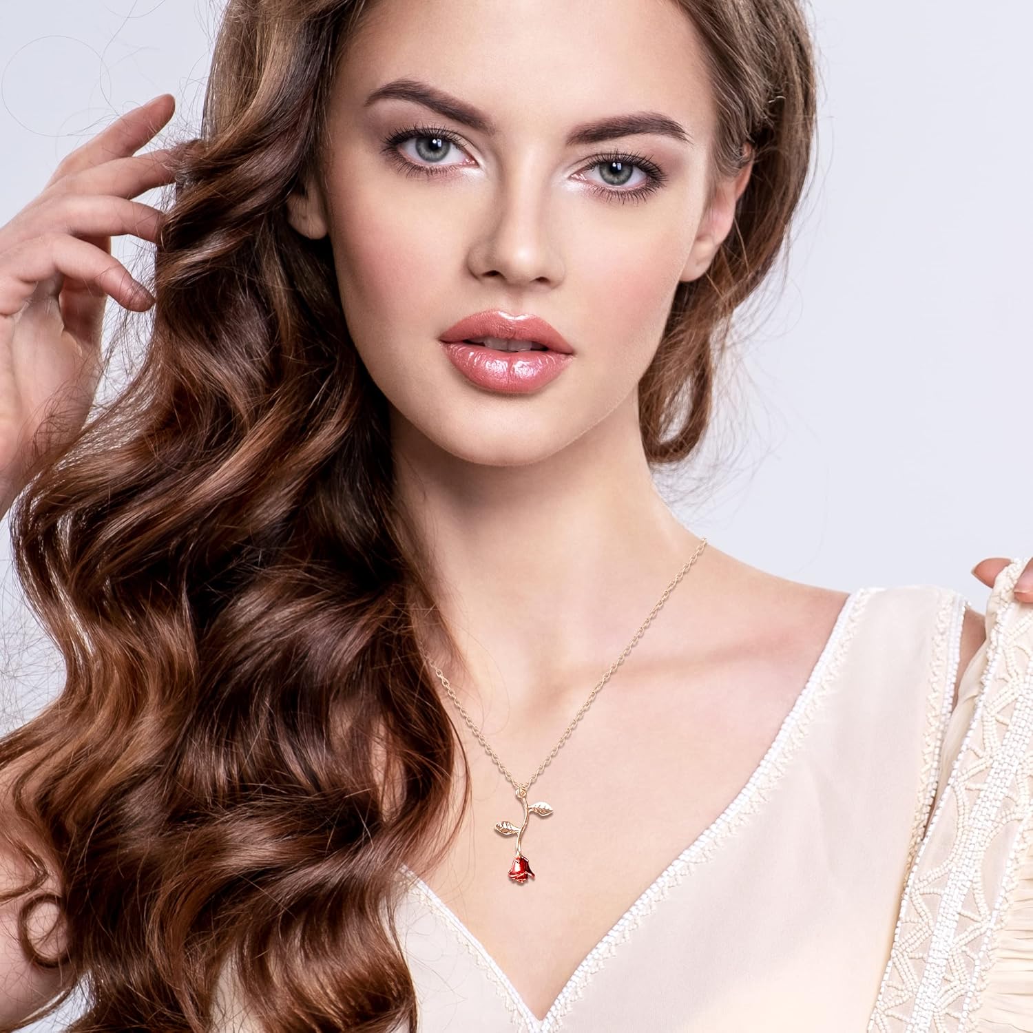 Necklaces for women, Gold Necklace For Women Rose Necklace With Pendant, Aesthetic Necklace, Preppy Jewelry, Trendy Jewelry, Cute Necklaces For Teen Girls And All Women Necklace ? - Image 6